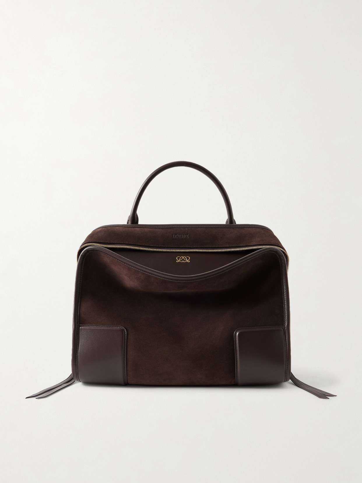 Loewe Amazona Leather-trimmed Suede Tote In Brown