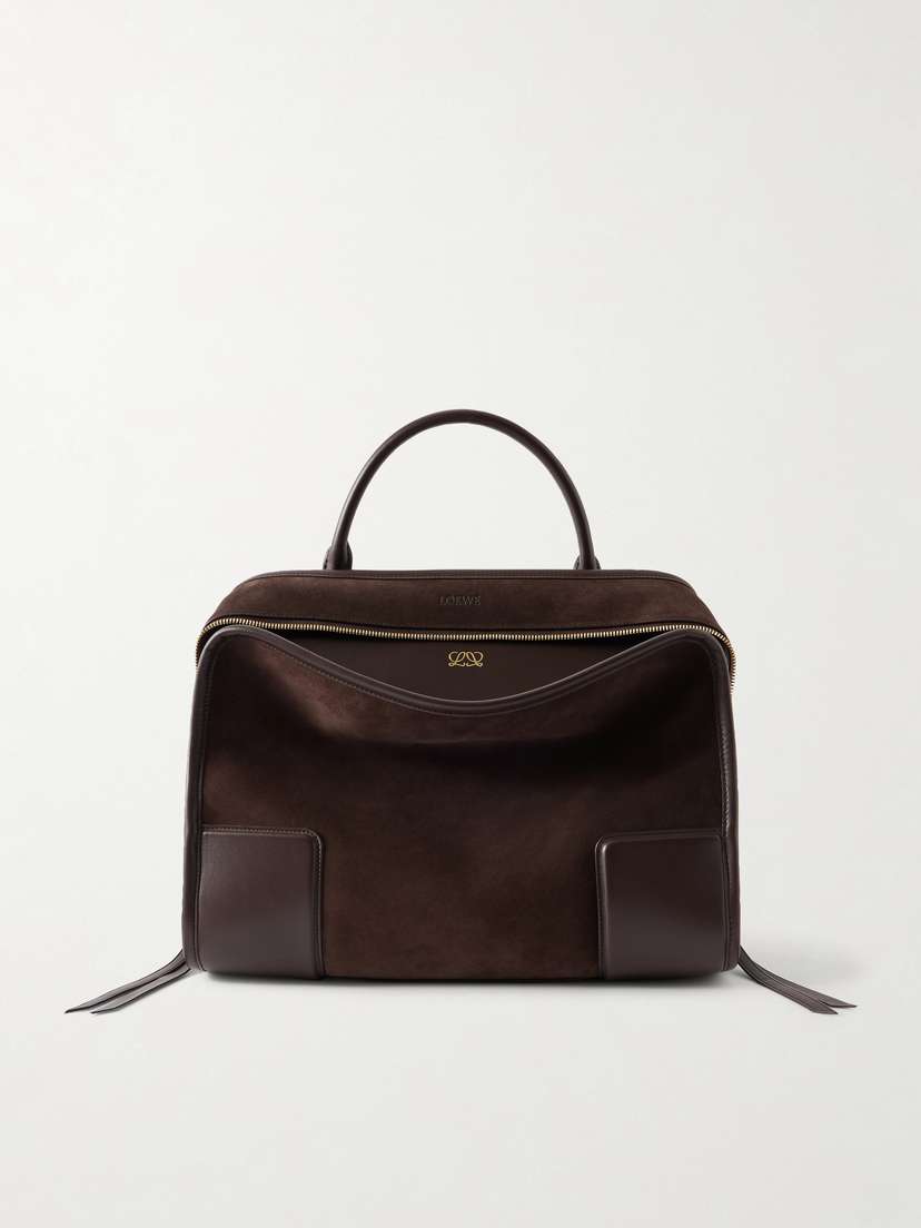 Loewe Amazona Leather-trimmed Suede Tote