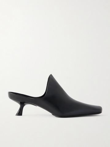 Balenciaga - Knife bow-embellished crinkled-leather mules | Plush