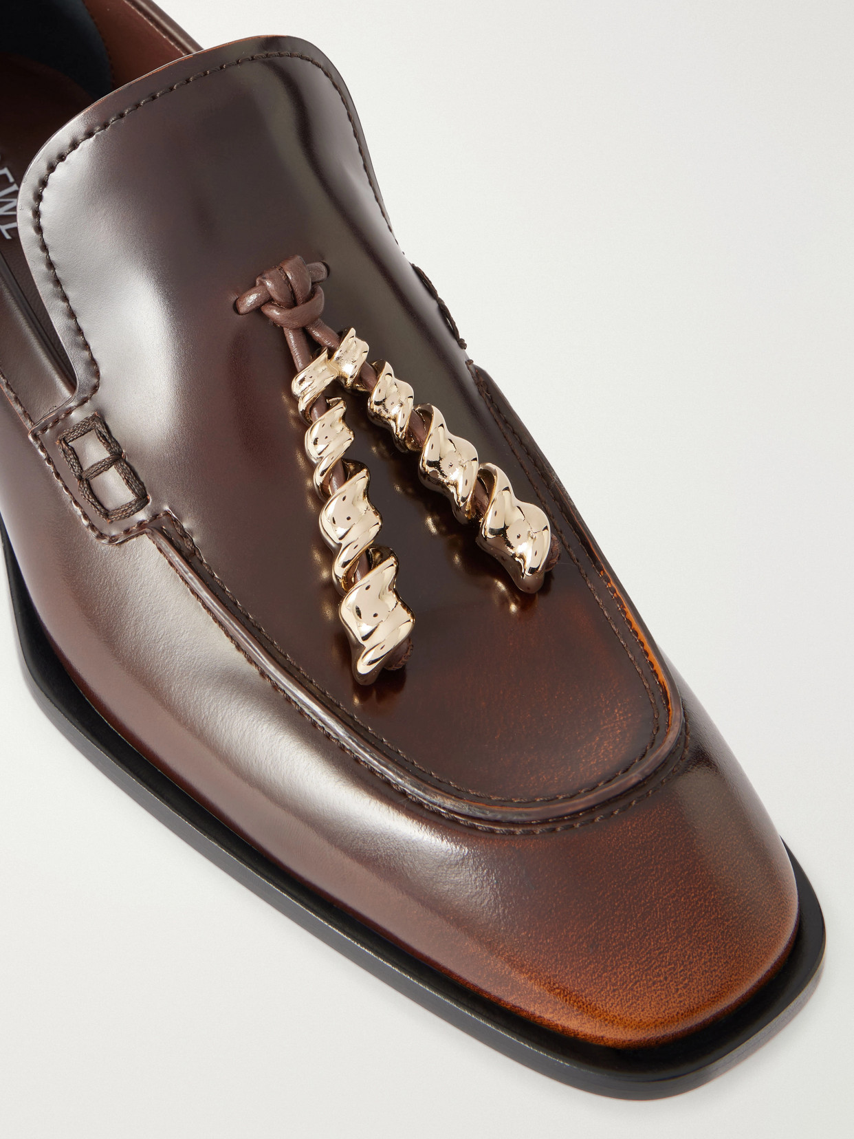 Embellished Leather Loafers