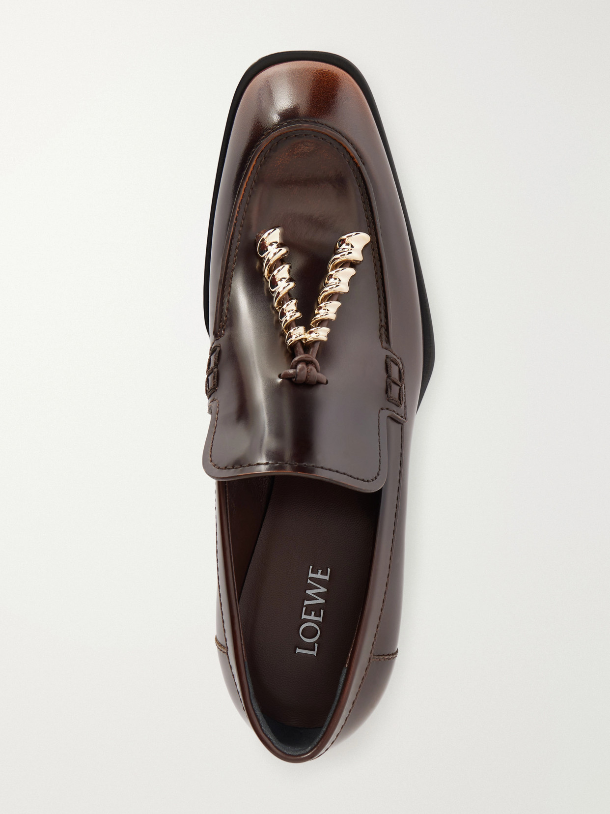 Embellished Leather Loafers
