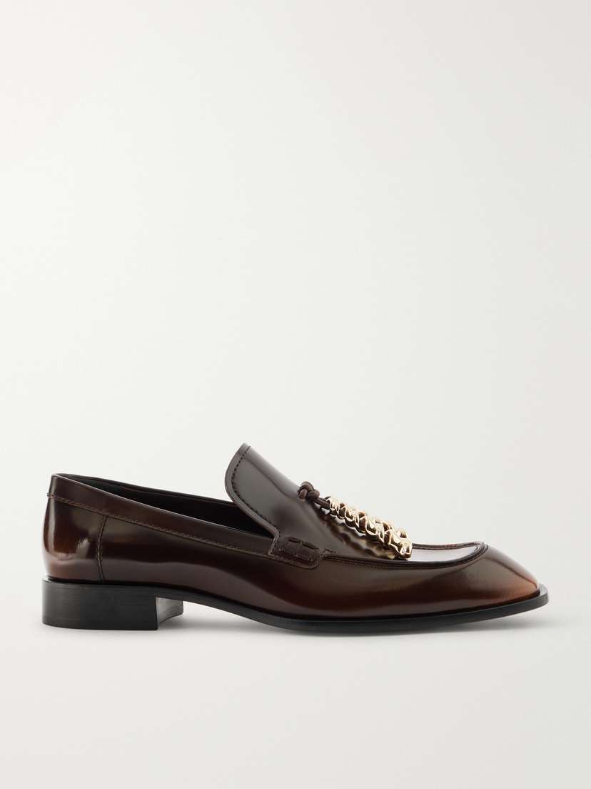 Loewe Embellished Leather Loafers