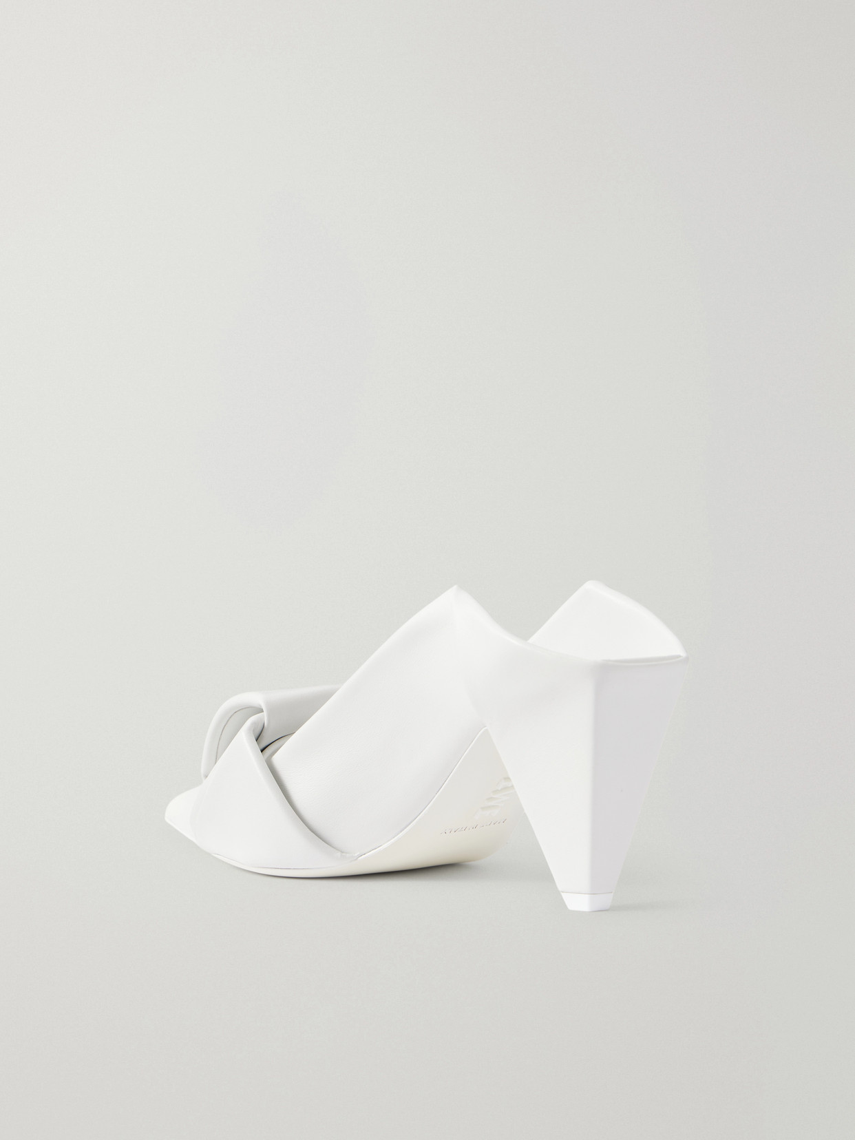 Loewe Leather Origami Mules Pointed Toe Sculptural Heel In White