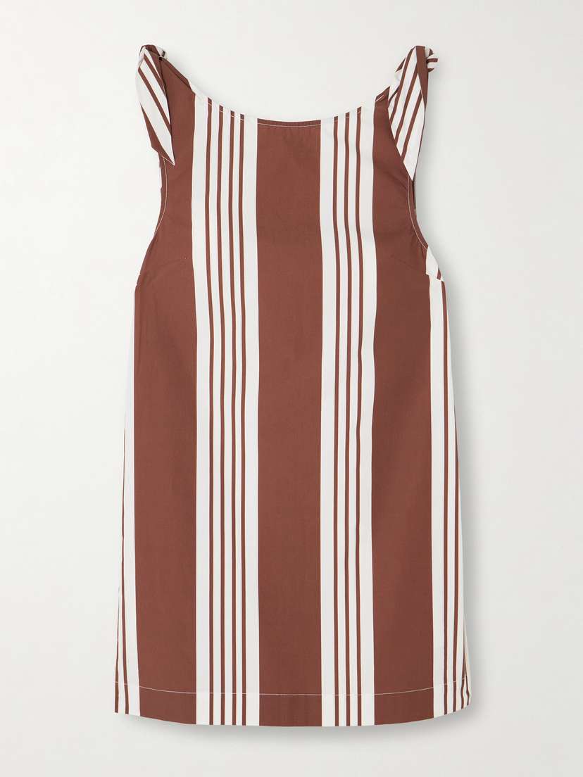 Posse Rosie Tie-detailed Striped Cotton Mini Dress