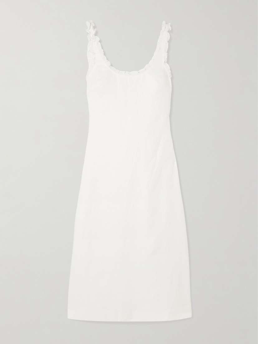 Posse Florence Ruffle-trimmed Linen Midi Dress