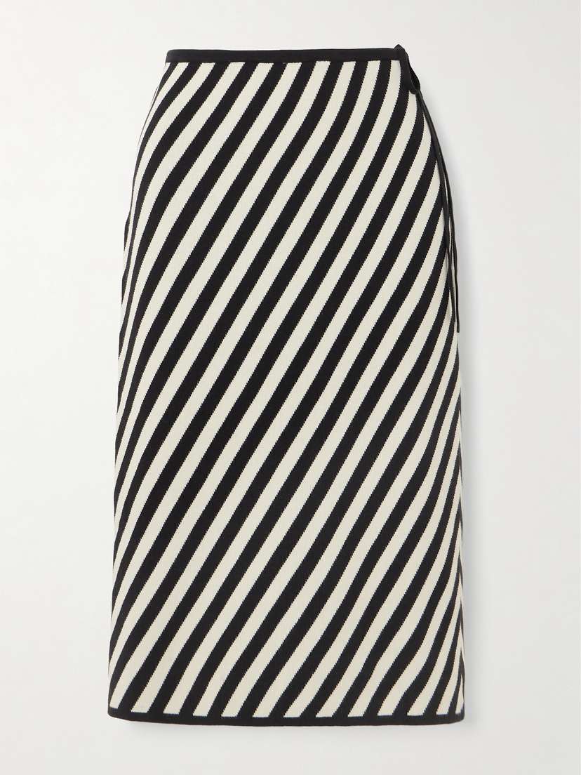 Posse Darcy Striped Pima Cotton Midi Skirt