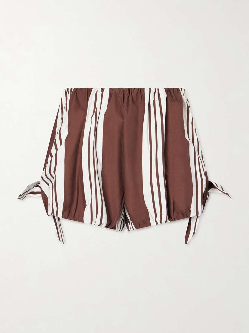 Rosie Knotted Striped Cotton-poplin Shorts