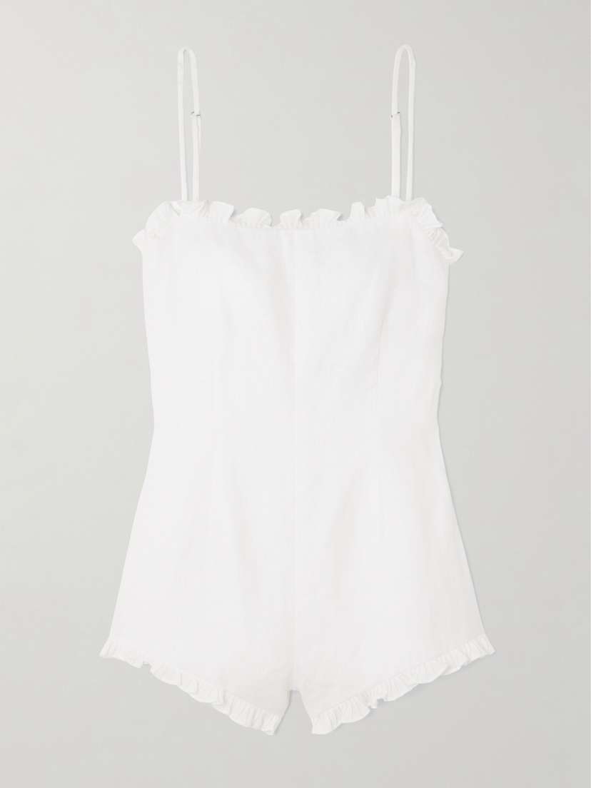 Posse Florence Ruffled Linen Playsuit