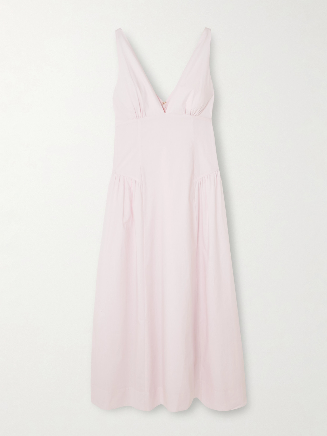 Posse - Lindie Ruched Cotton Midi Dress - Pink