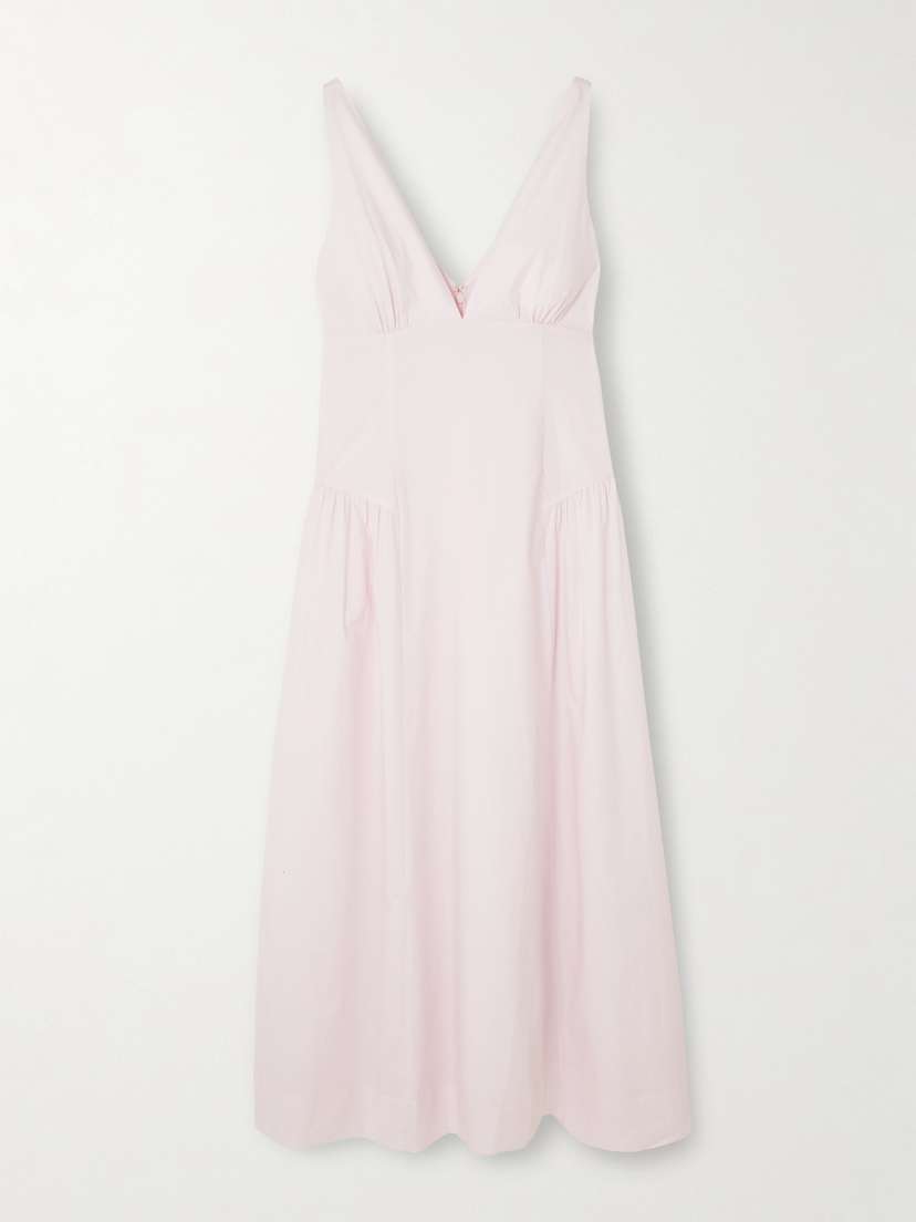 Posse Lindie Ruched Cotton Midi Dress