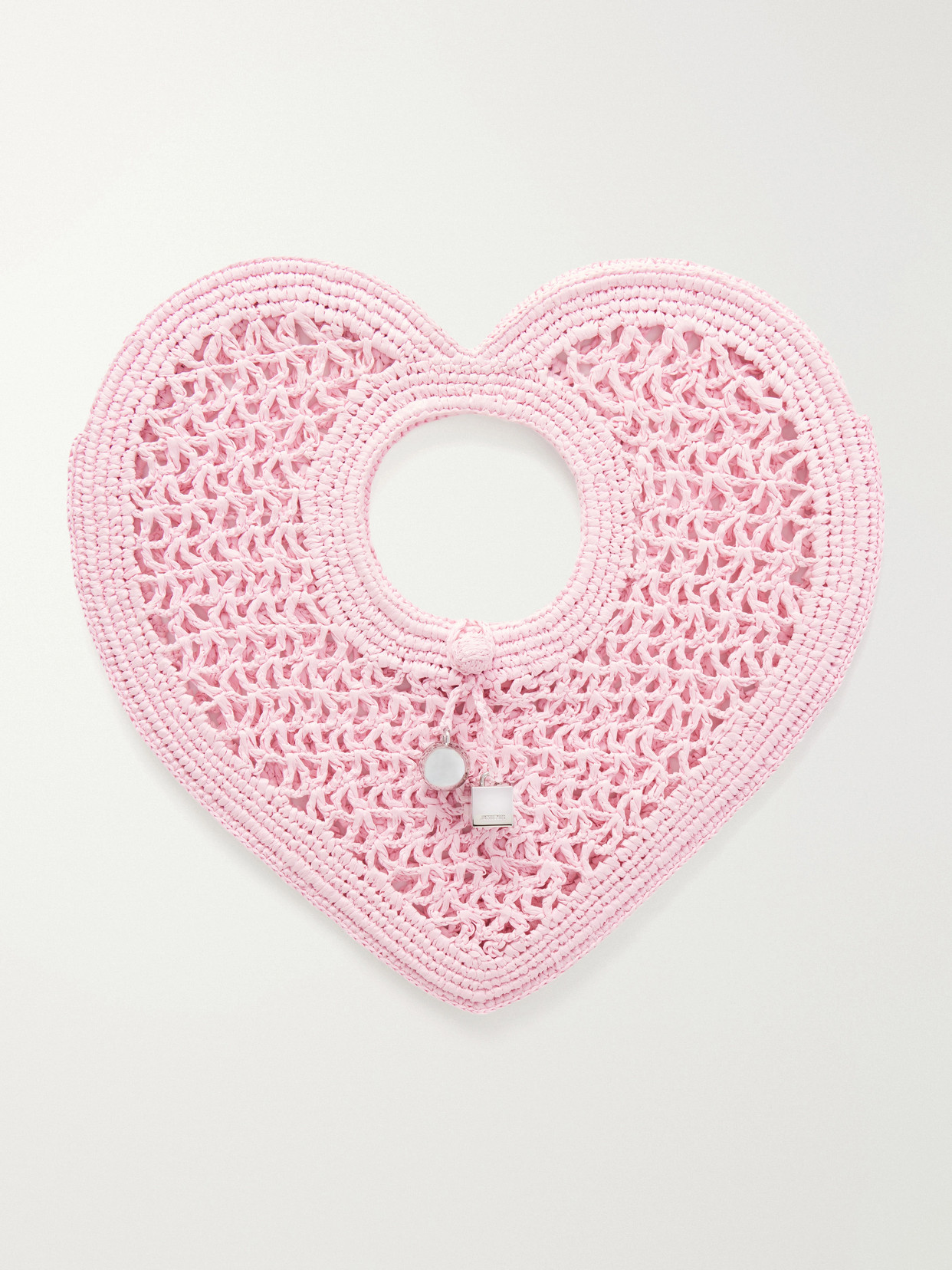 Jacquemus Le Spiaggia Coeur Leather-trimmed Raffia Tote Bag In Pink