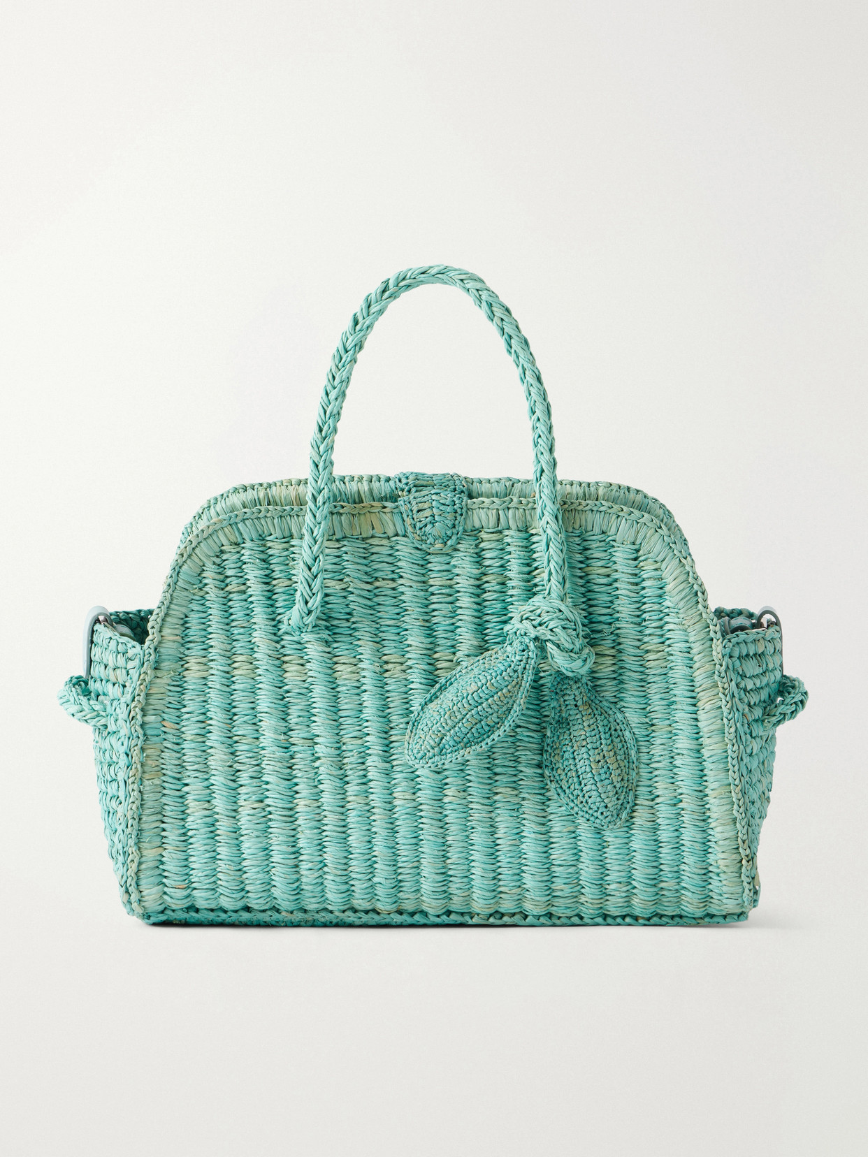 Le Petit Turismo Leather-Trimmed Raffia Tote Bag