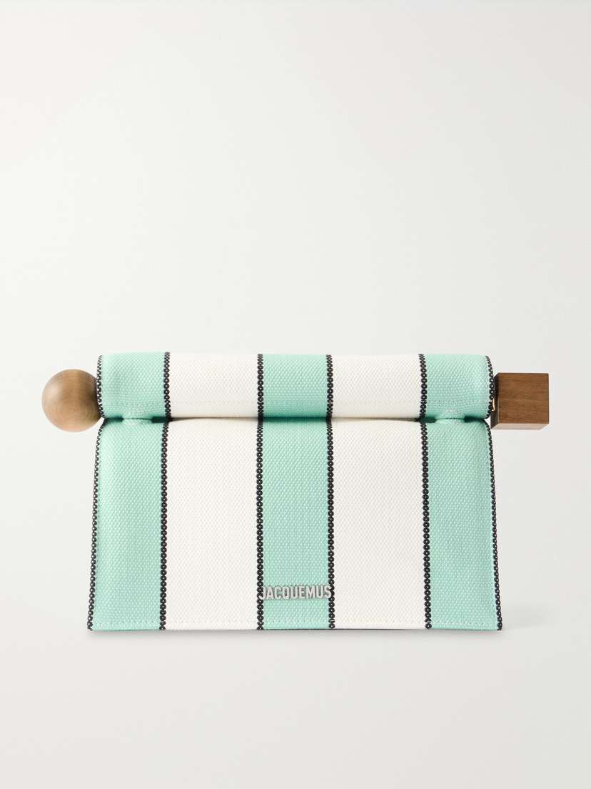 Jacquemus La Plage Leather-trimmed Striped Cotton Clutch