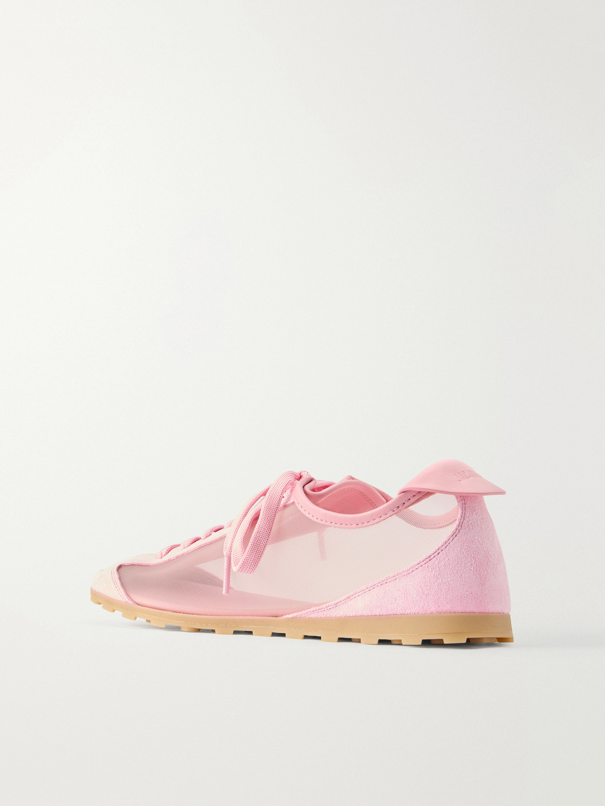 Jacquemus Les Tennis Suede And Leather Trimmed Mesh Sneakers In Pink