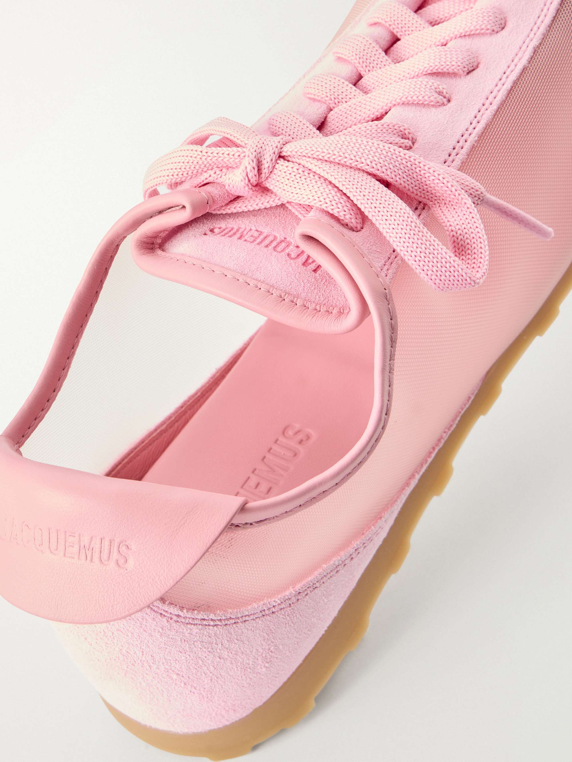 JACQUEMUS Les Tennis suede and leather trimmed mesh sneakers | NET