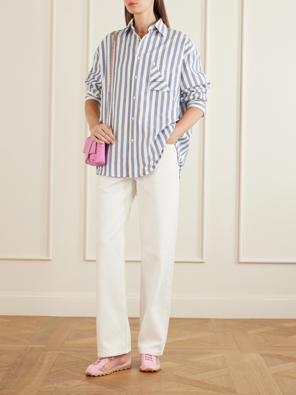 Jacquemus Les Tennis Suede And Leather Trimmed Mesh Sneakers In Pink