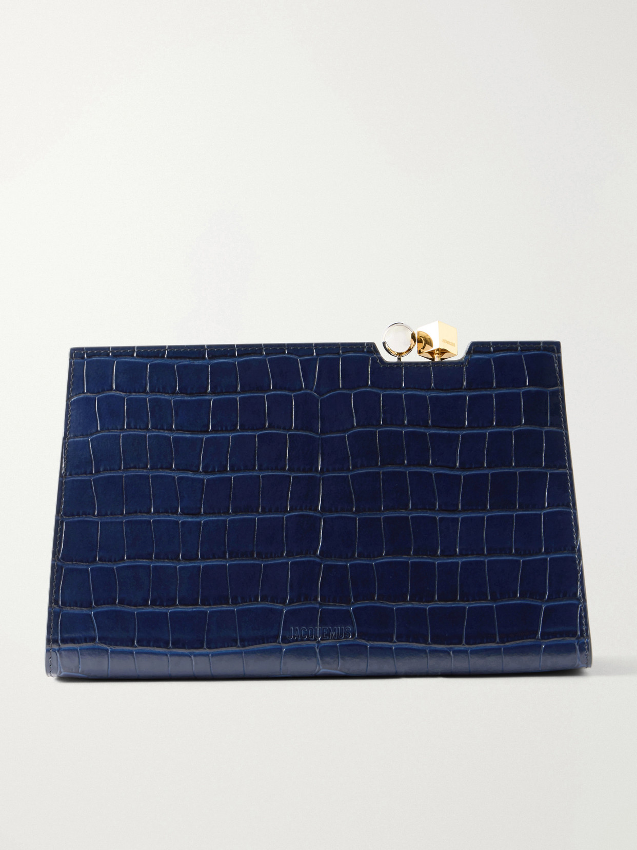 Jacquemus La Plage Croco-embossed Leather Shoulder Bag In Blue