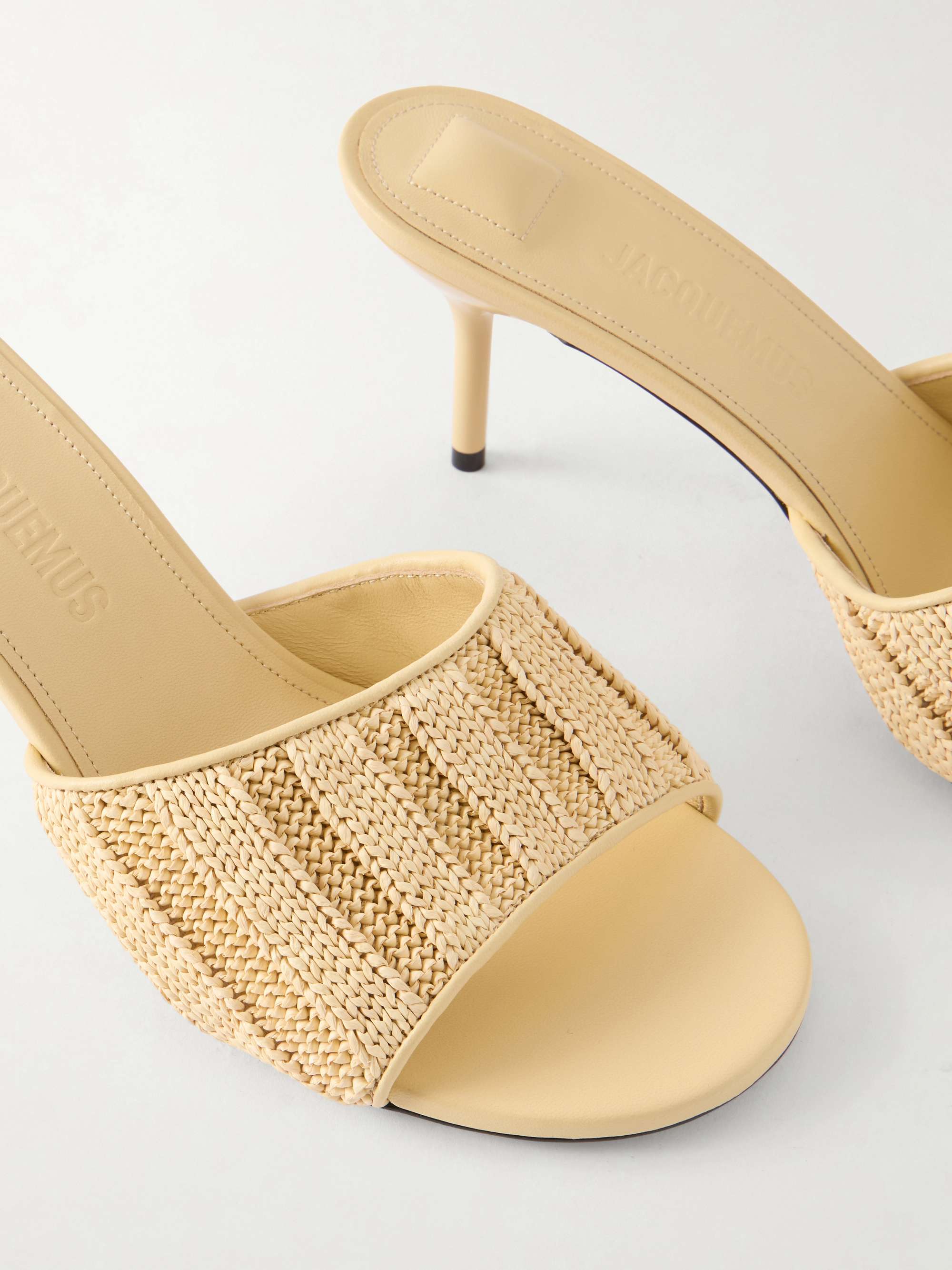 JACQUEMUS Raffia-effect leather sandals | NET-A-PORTER