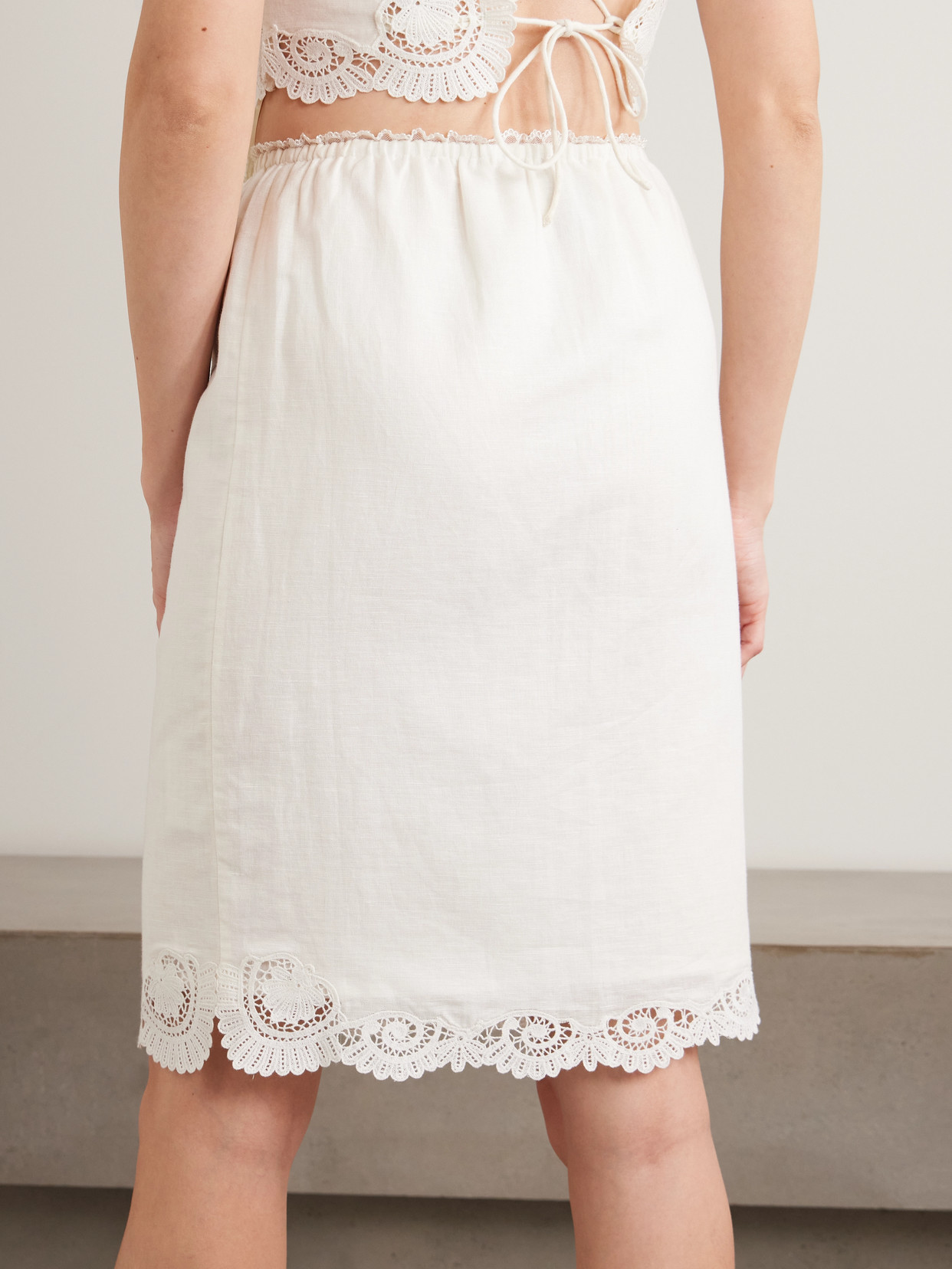 Darya Lace-Trimmed Linen And Cotton-Blend Midi