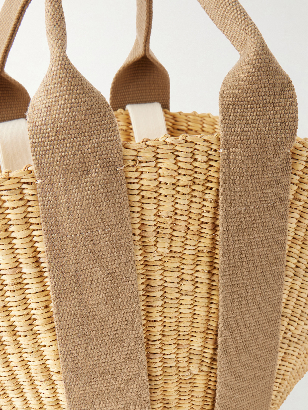 Muuñ - Sophie Mini Webbing-Trimmed Woven Straw Tote