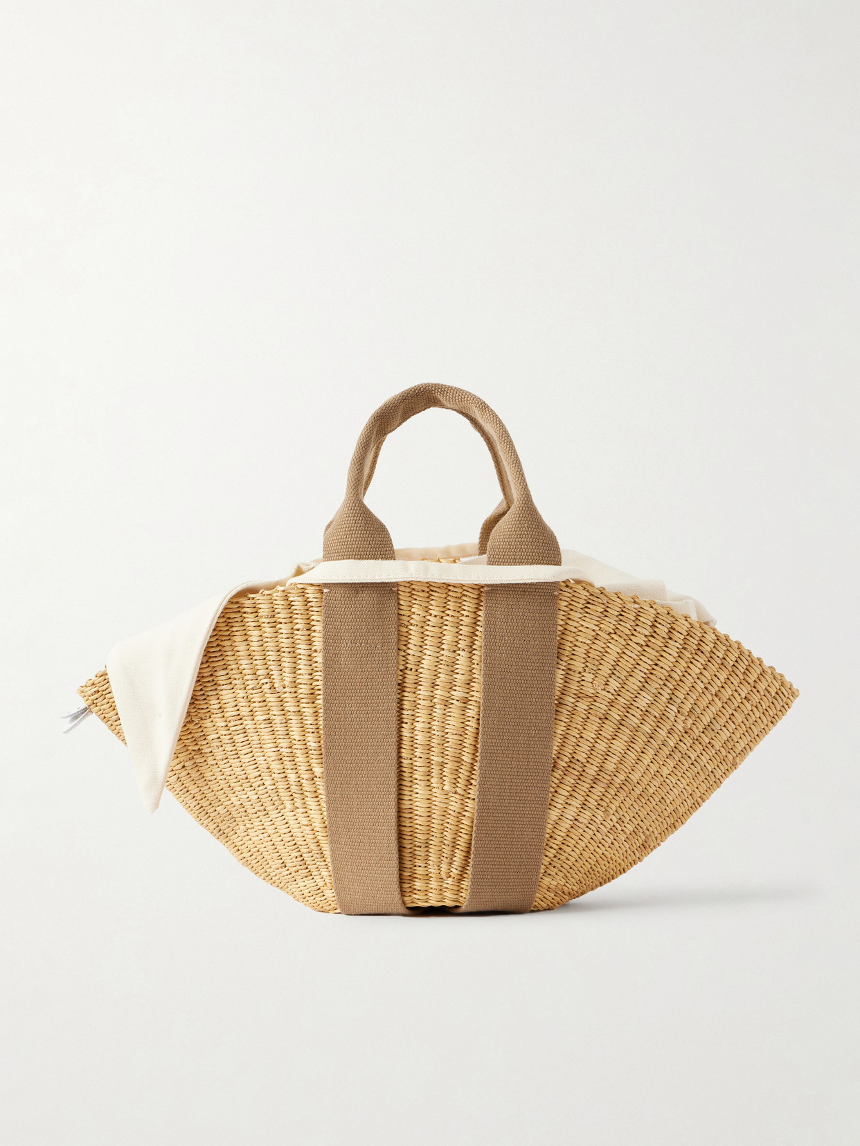 Muun Sophie Mini Webbing-trimmed Woven Straw Tote In Neutral