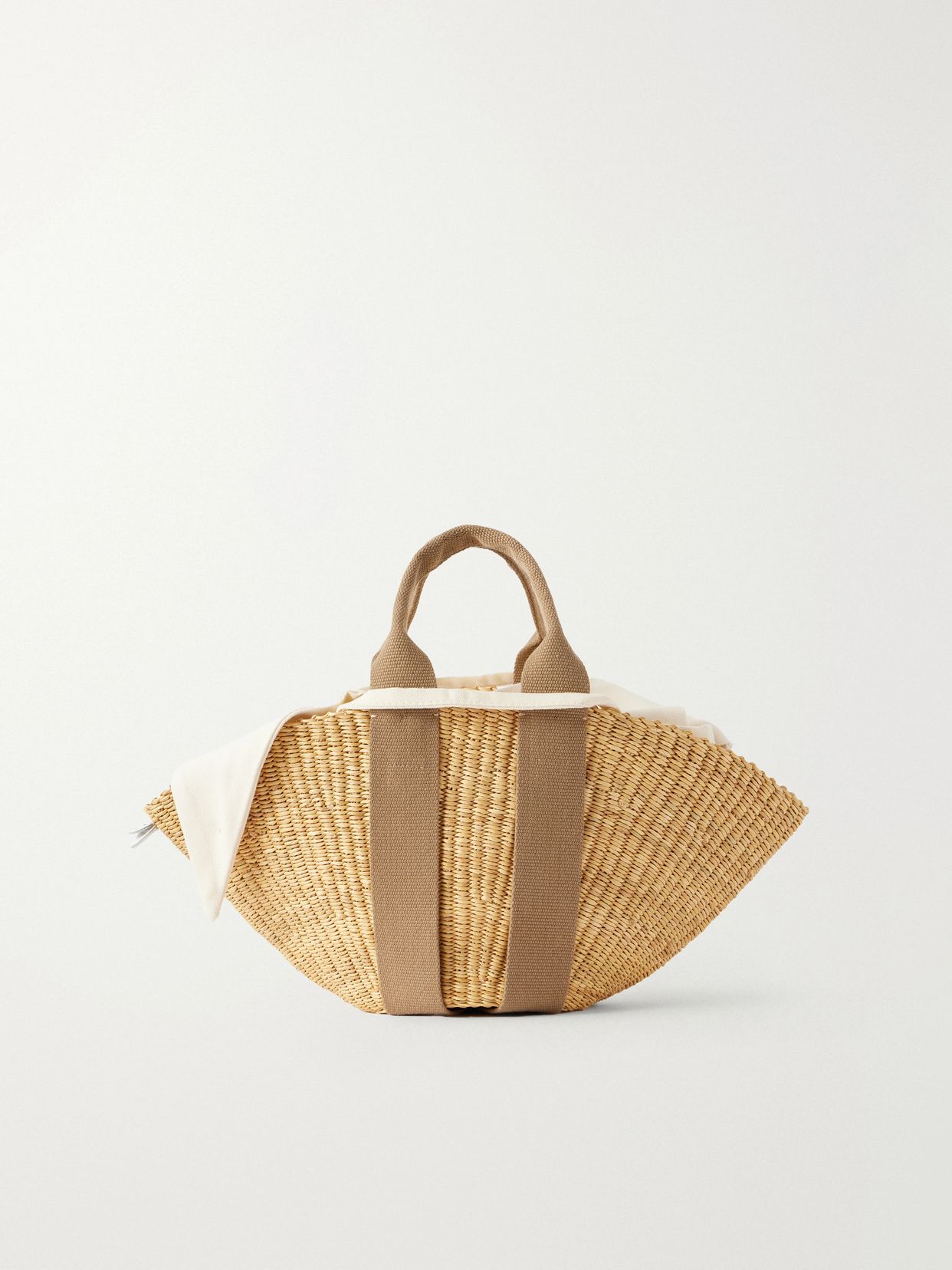 Sophie mini webbing-trimmed woven straw tote