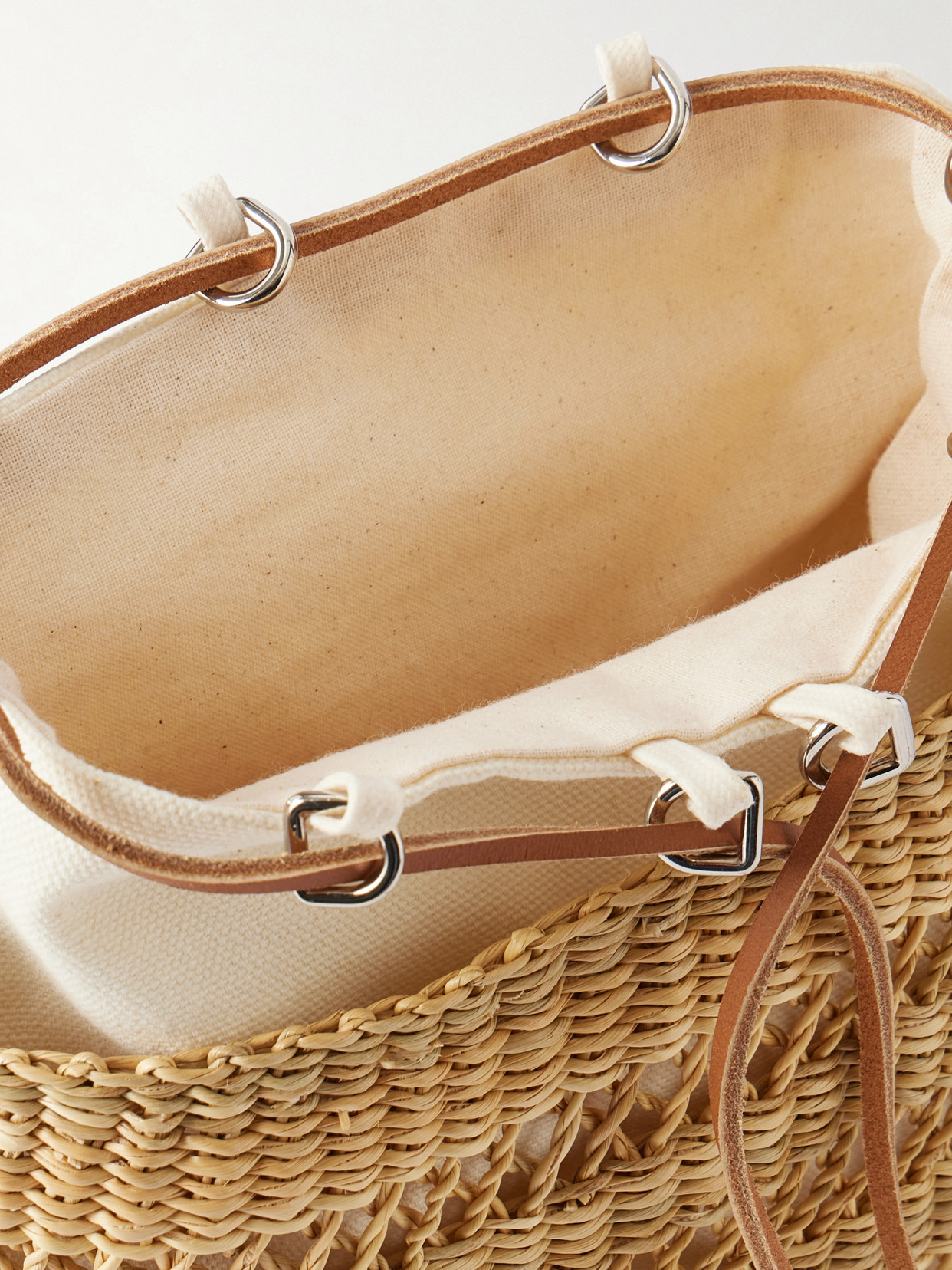 Muuñ - Minette Leather-Trimmed Raffia Shoulder Bag