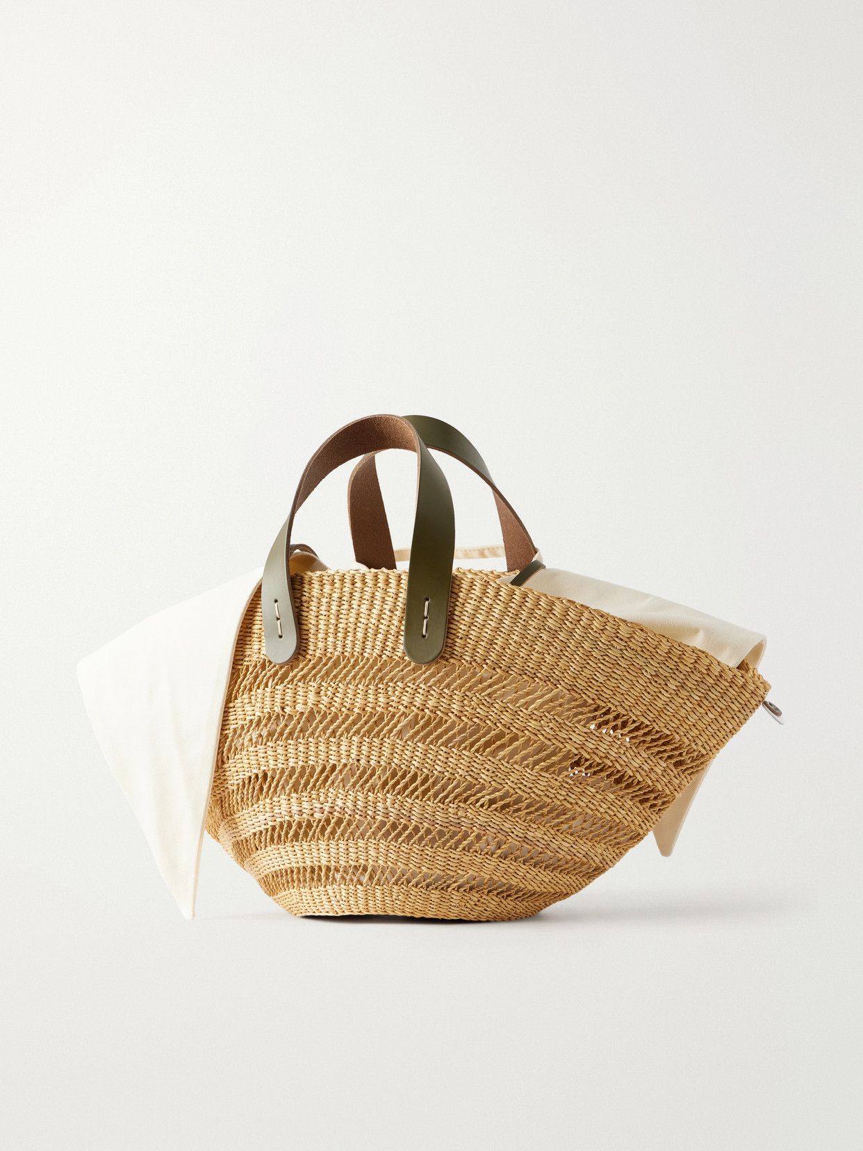Muuñ - Chantelle Leather-Trimmed Raffia Tote
