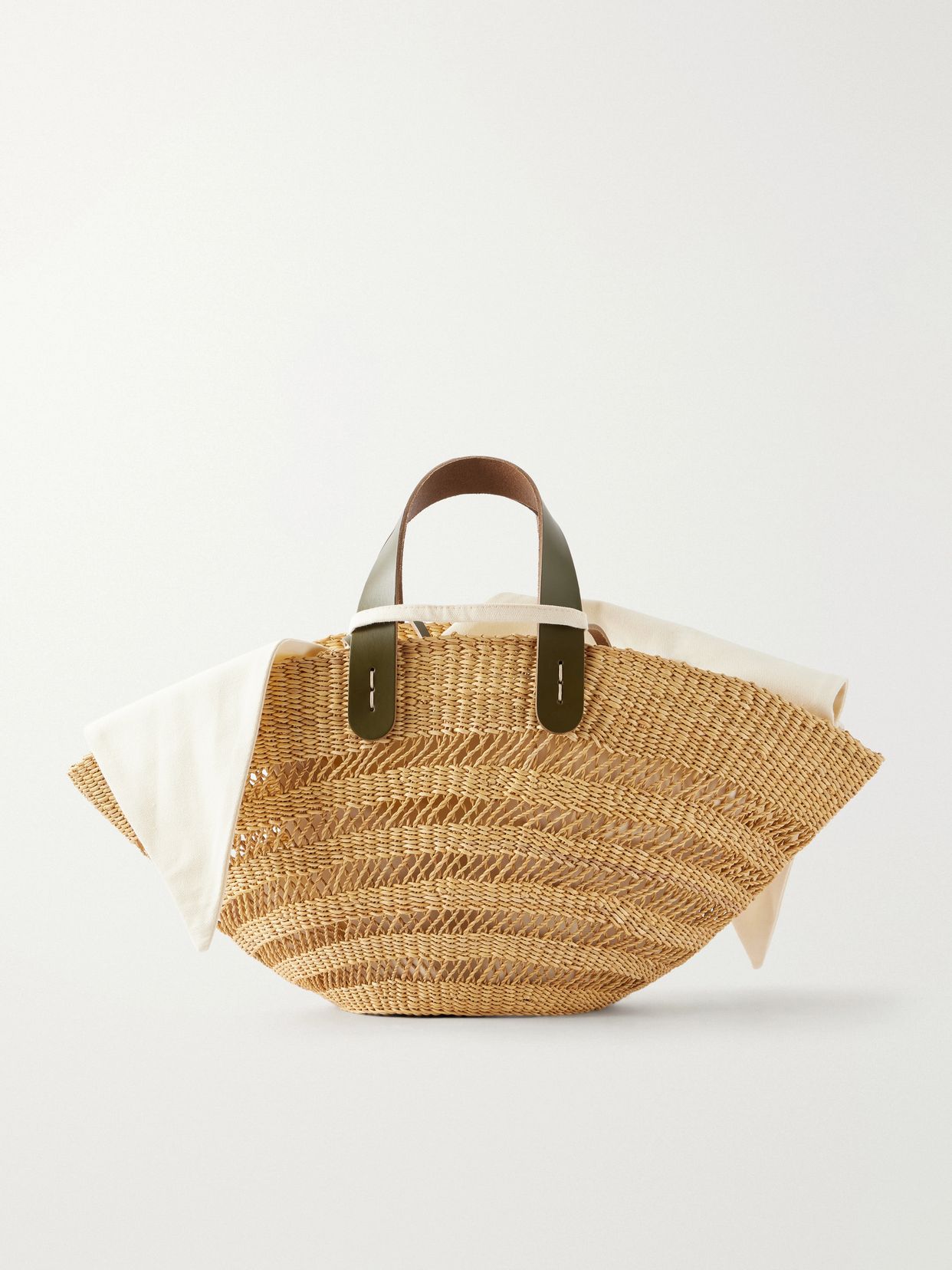 Chantelle leather-trimmed raffia tote