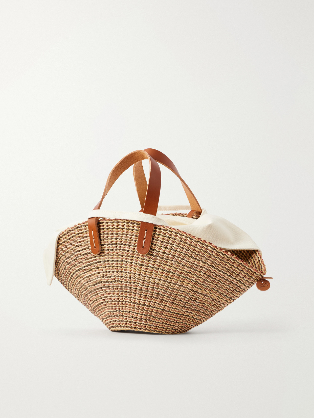 Muuñ - Sophia Mini Leather-Trimmed Raffia Tote