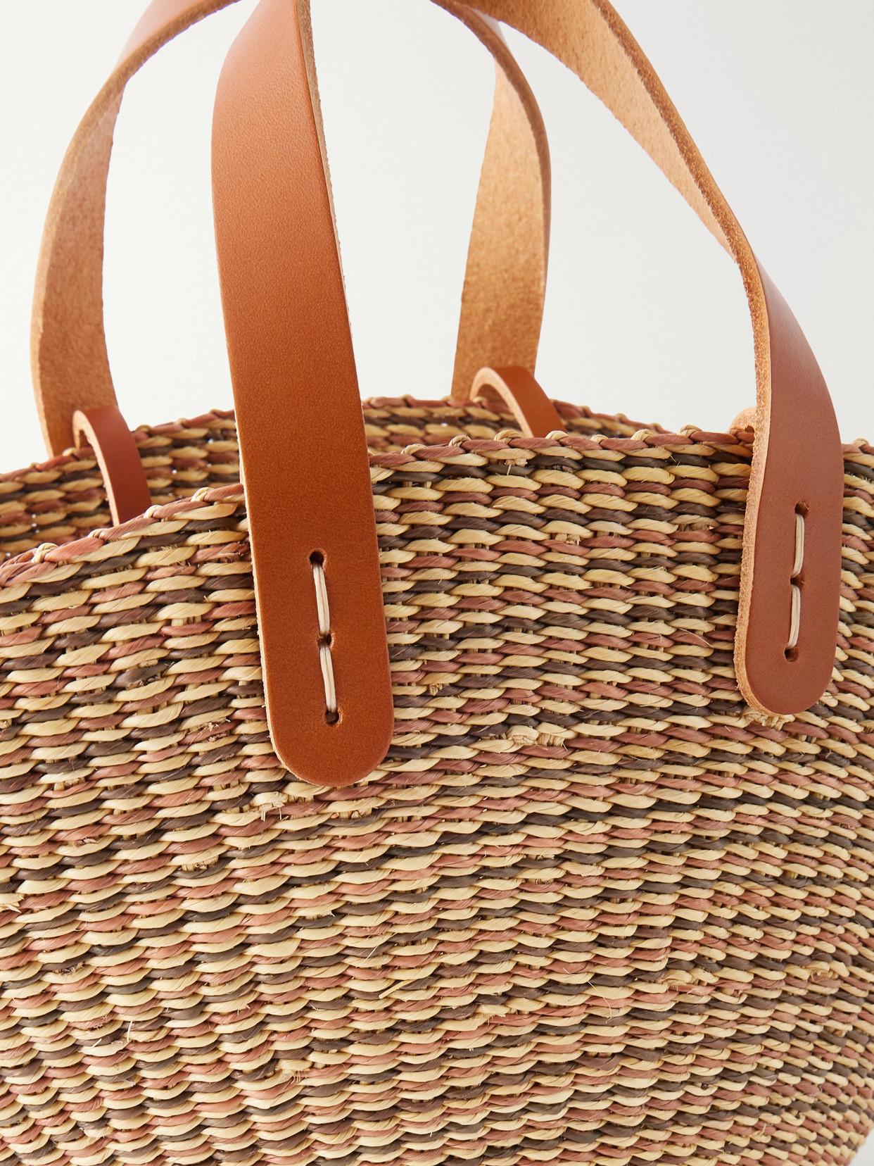 Muuñ - Sophia Mini Leather-Trimmed Raffia Tote