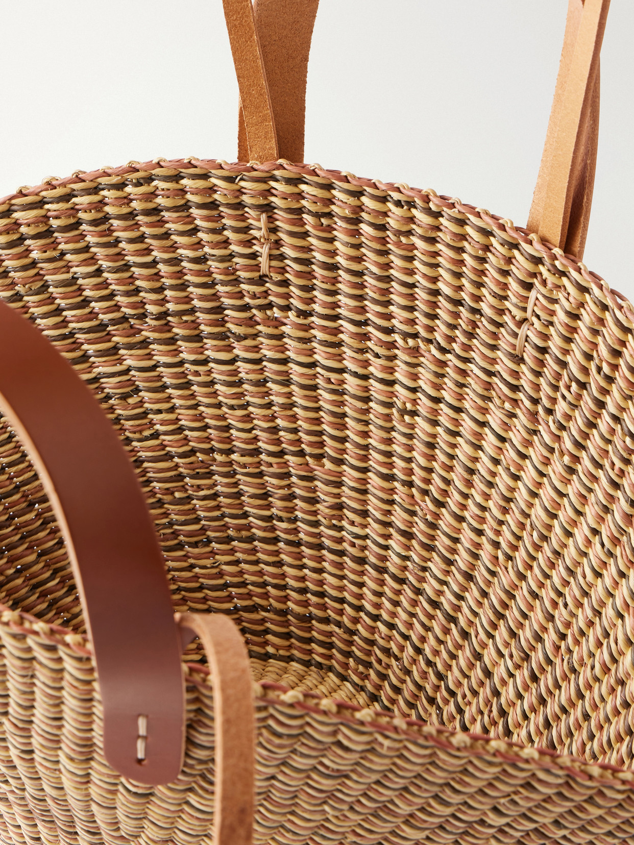 Muuñ - Sophia Mini Leather-Trimmed Raffia Tote