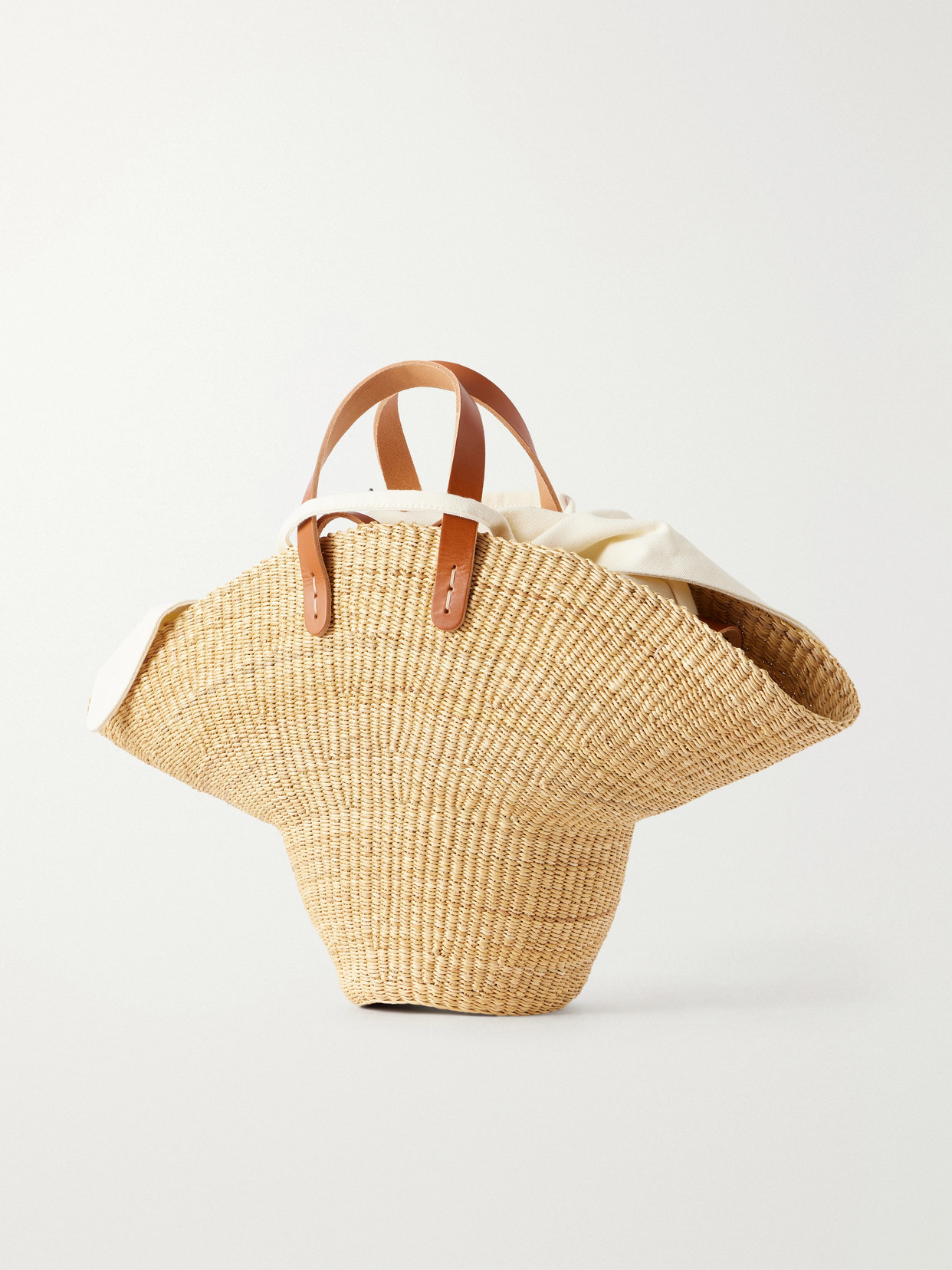 Muuñ - Signora Leather-Trimmed Raffia Tote