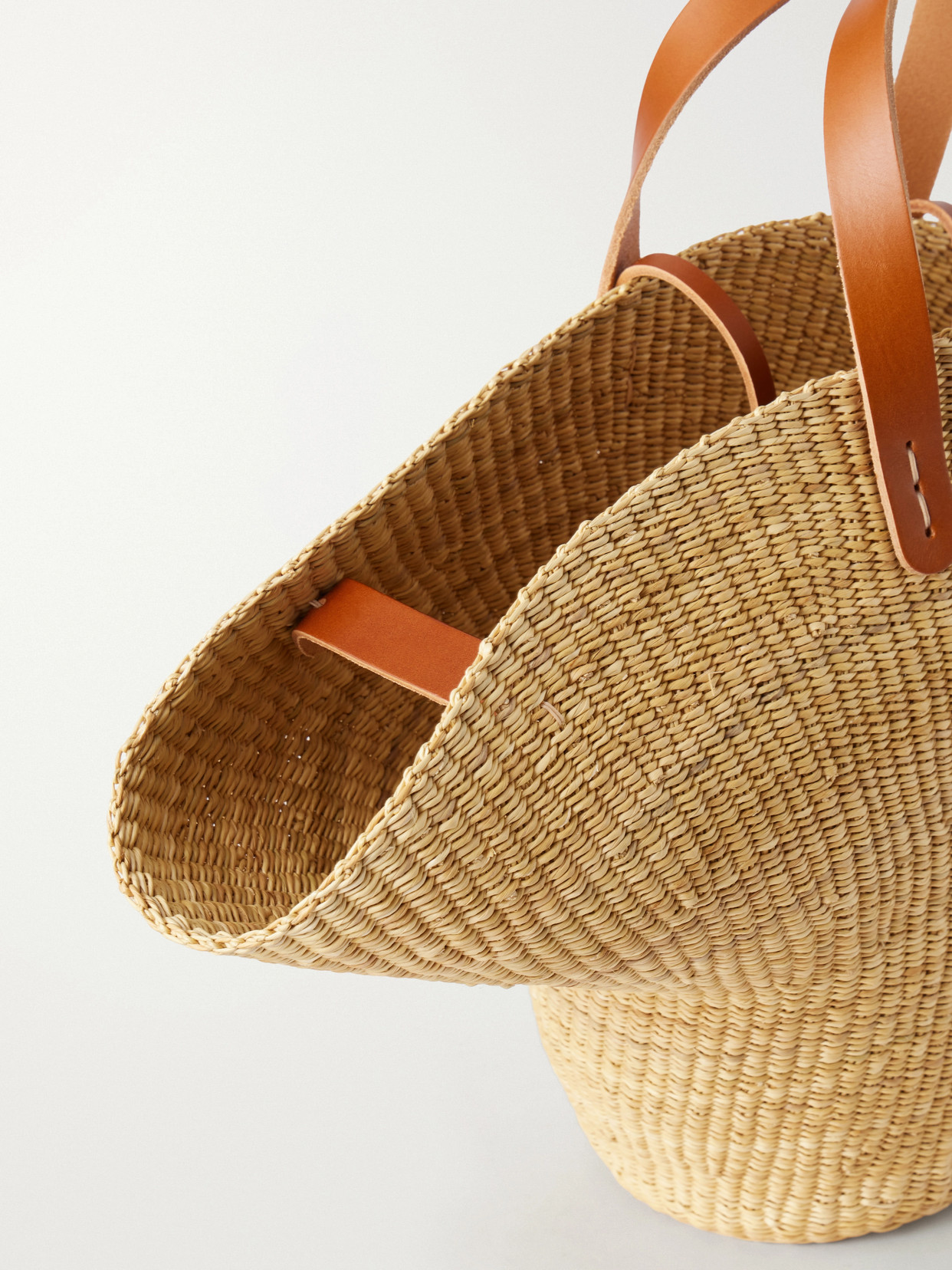 Muuñ - Signora Leather-Trimmed Raffia Tote