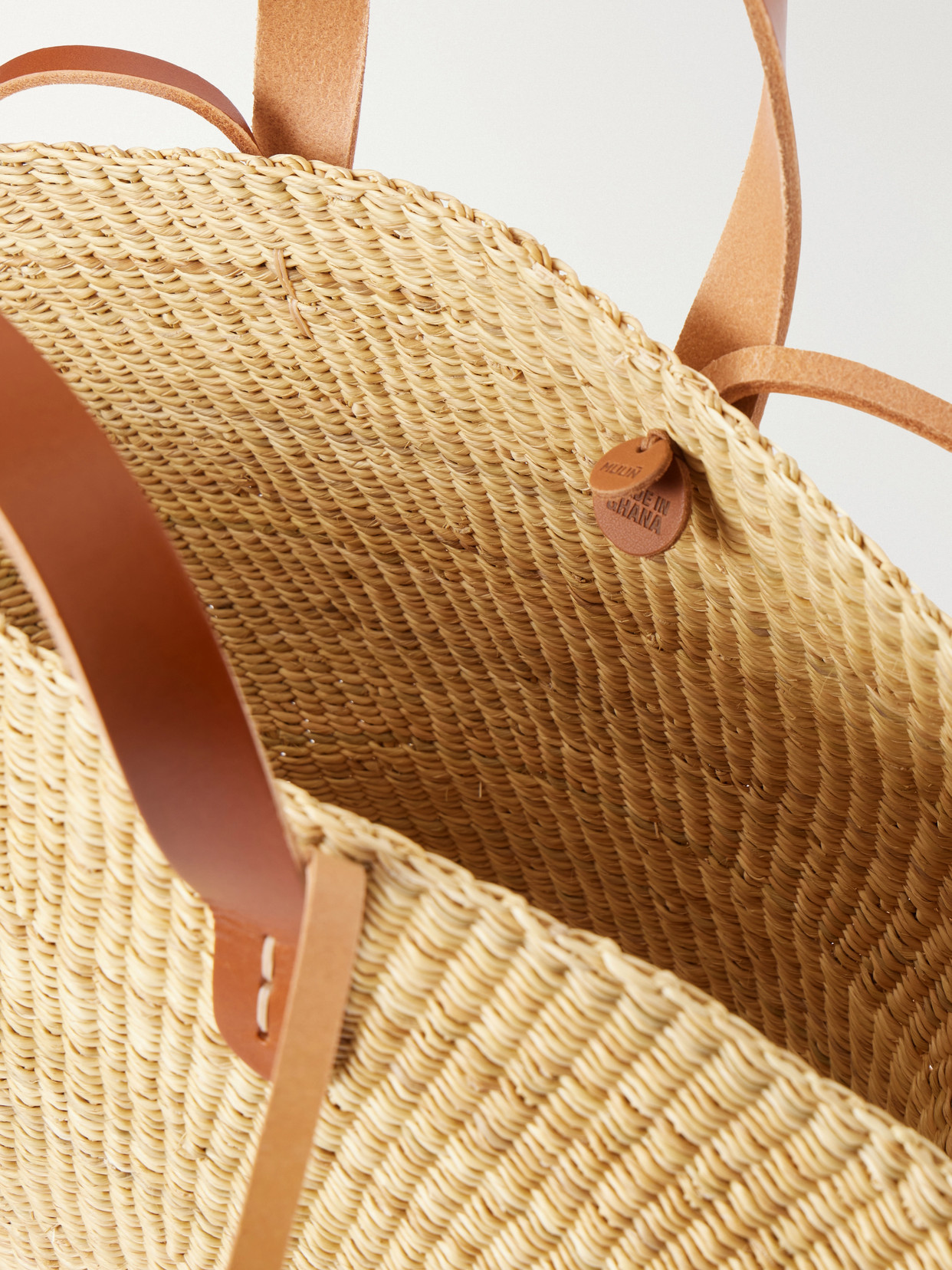 Muuñ - Signora Leather-Trimmed Raffia Tote