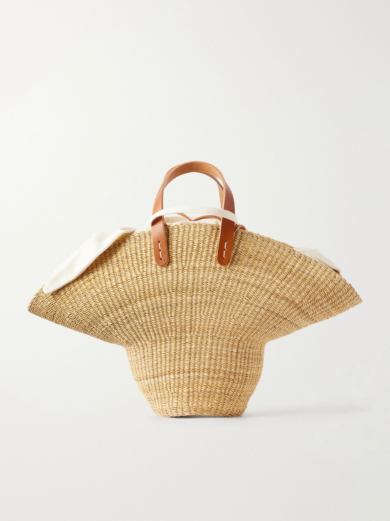 Signora leather-trimmed raffia tote