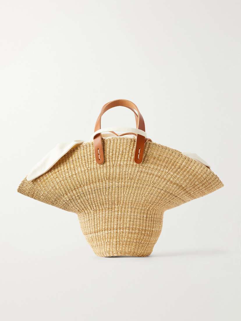 MUUÑ Signora Leather-trimmed Raffia Tote | Thumbnail 7