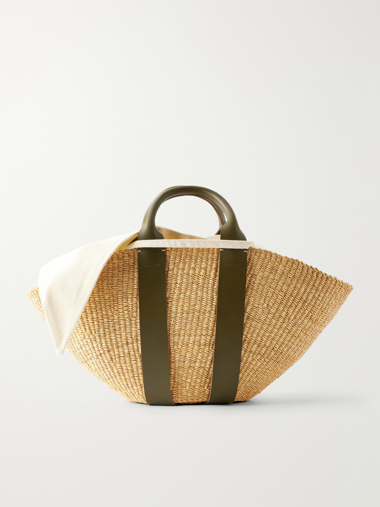 Muun Sophie Leather-trimmed Raffia Tote In Neutral