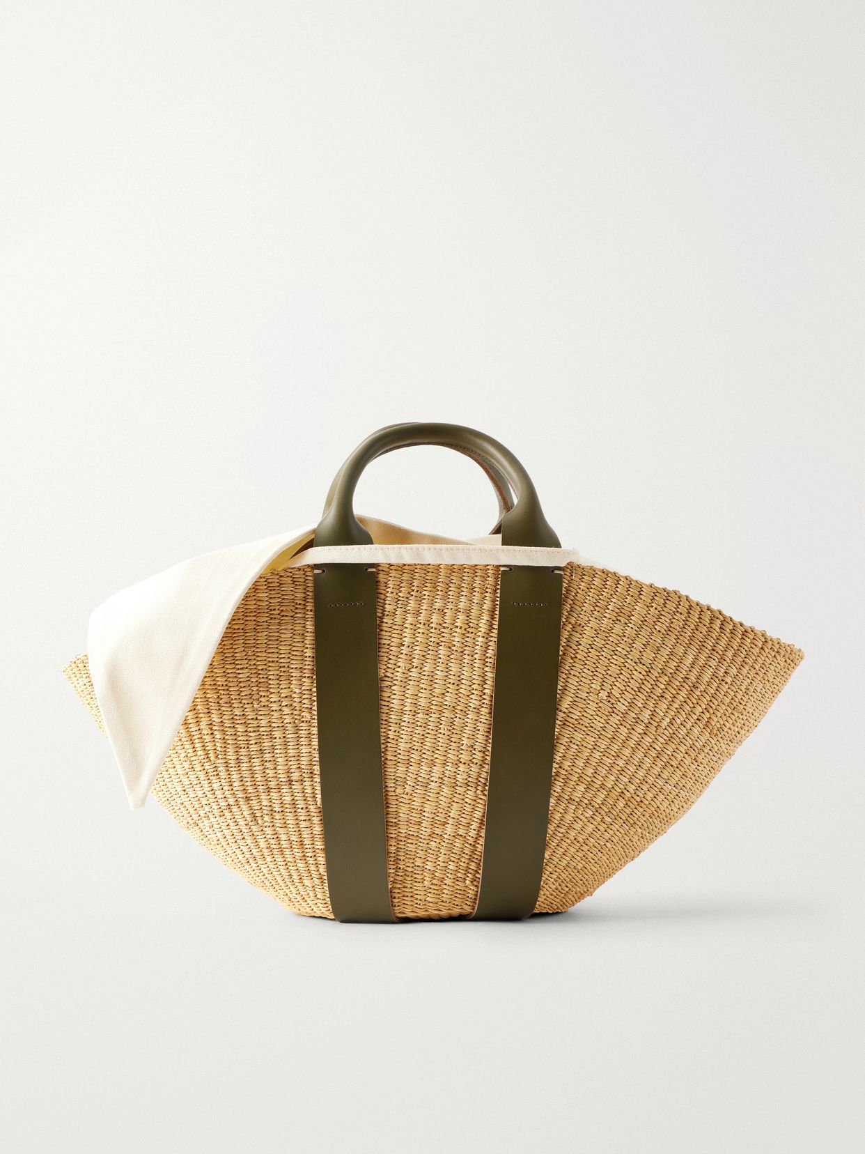 Sophie leather-trimmed raffia tote