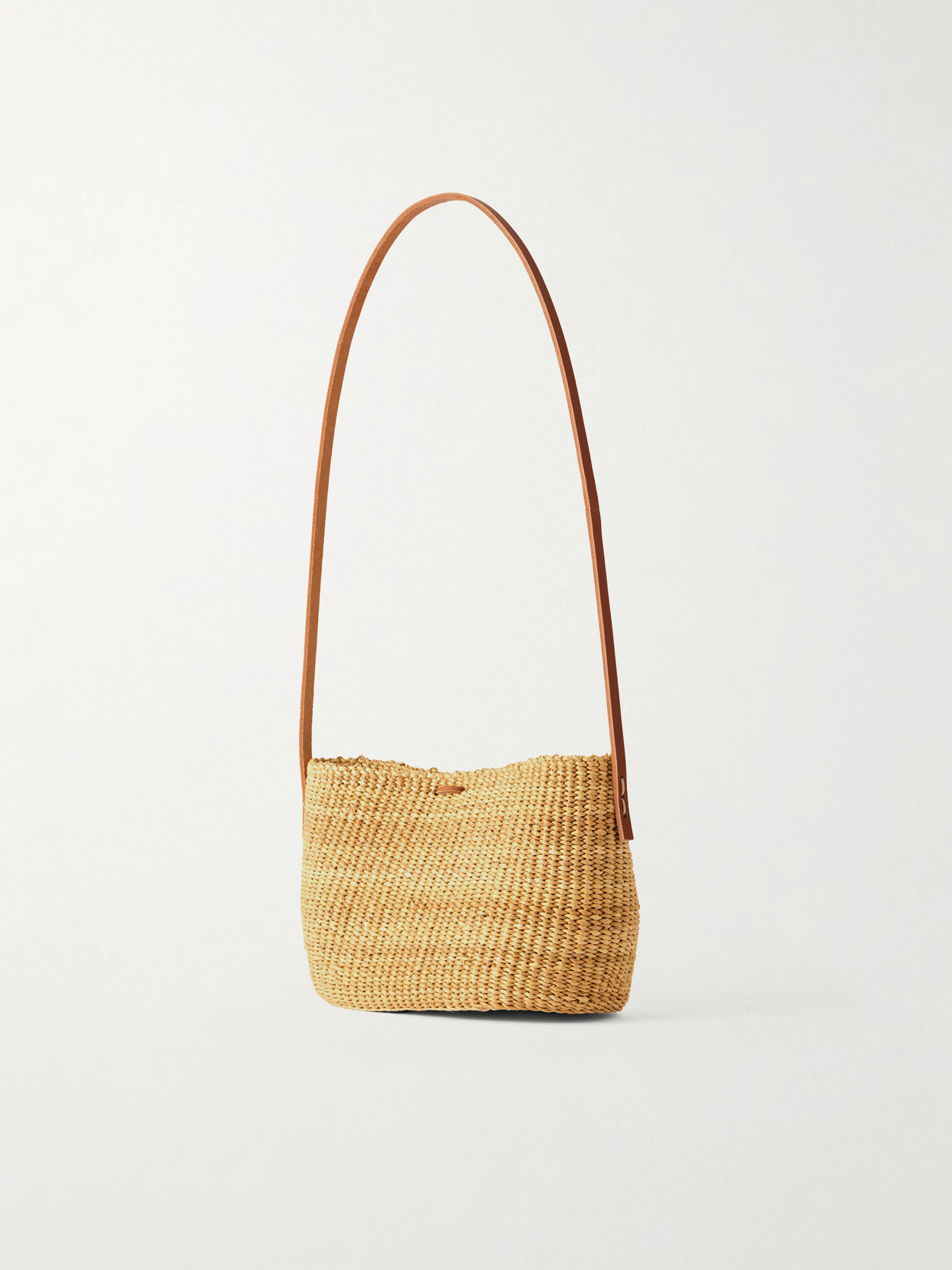 Muuñ - Nina Leather-Trimmed Raffia Shoulder Bag