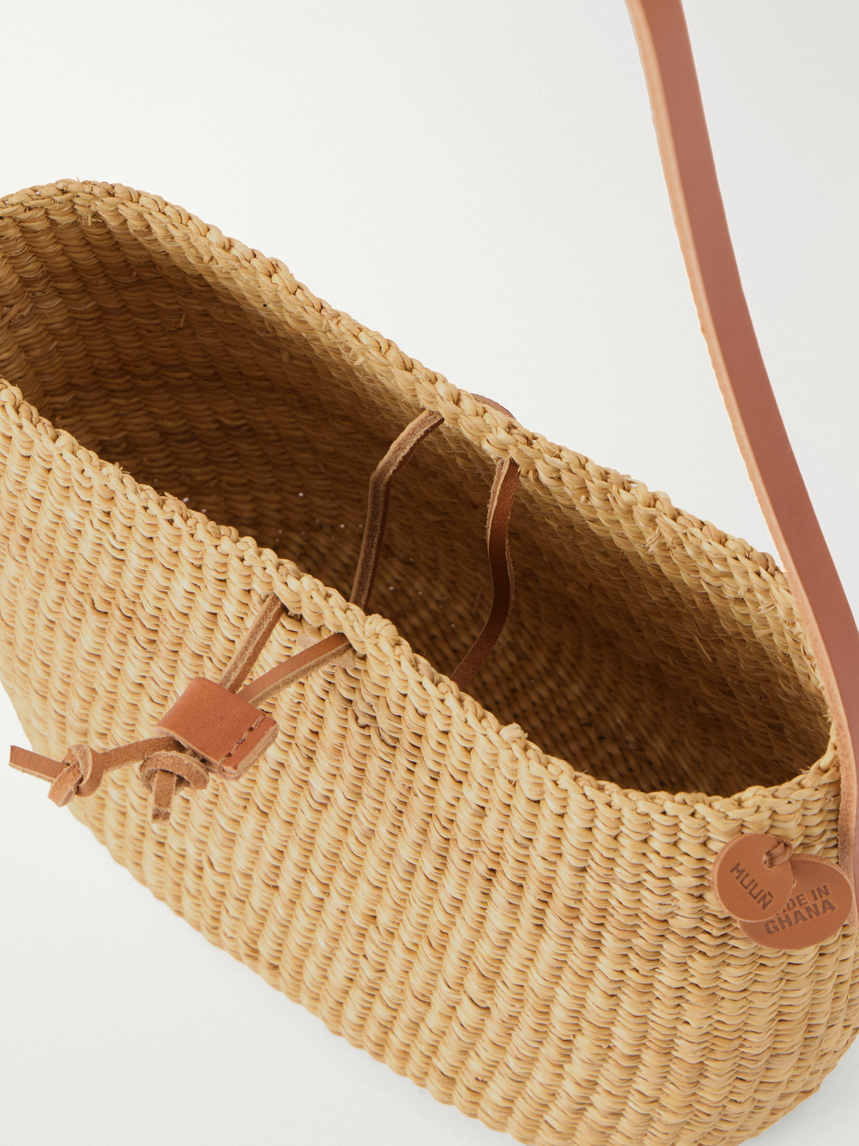 Muuñ - Nina Leather-Trimmed Raffia Shoulder Bag