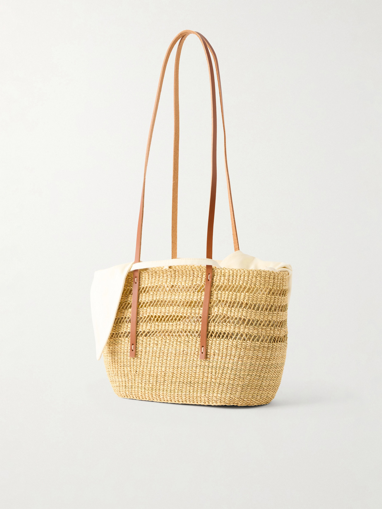 Muuñ - Bicro M Leather-Trimmed Woven Straw Tote