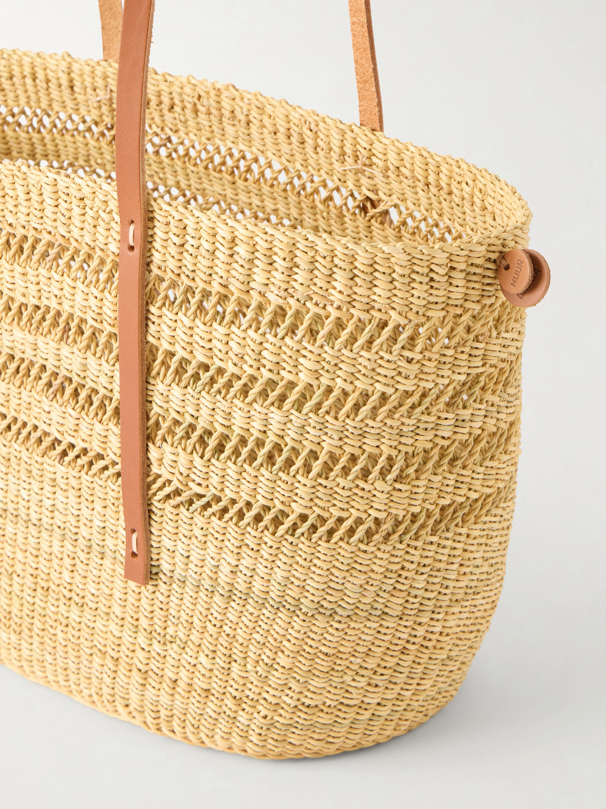 Muuñ - Bicro M Leather-Trimmed Woven Straw Tote