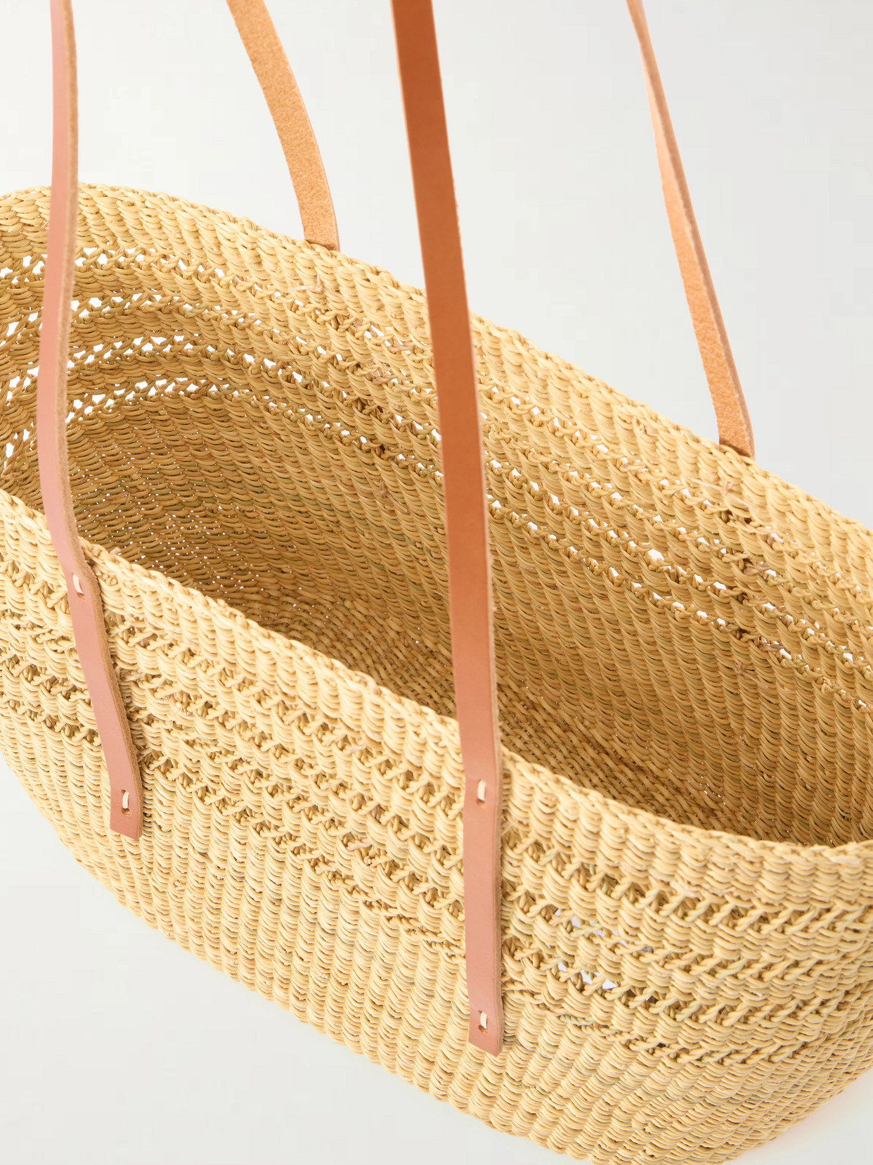 Muuñ - Bicro M Leather-Trimmed Woven Straw Tote