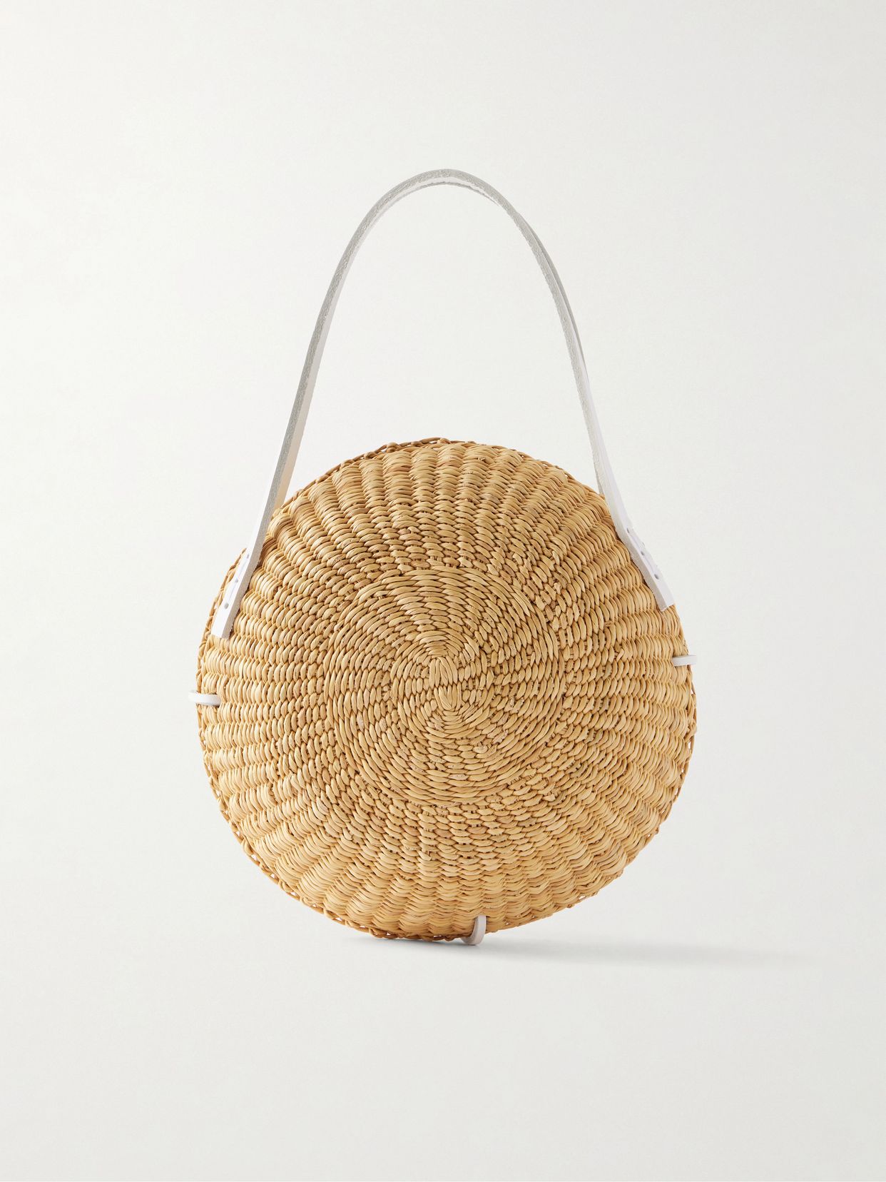Talata mini leather-trimmed raffia bag
