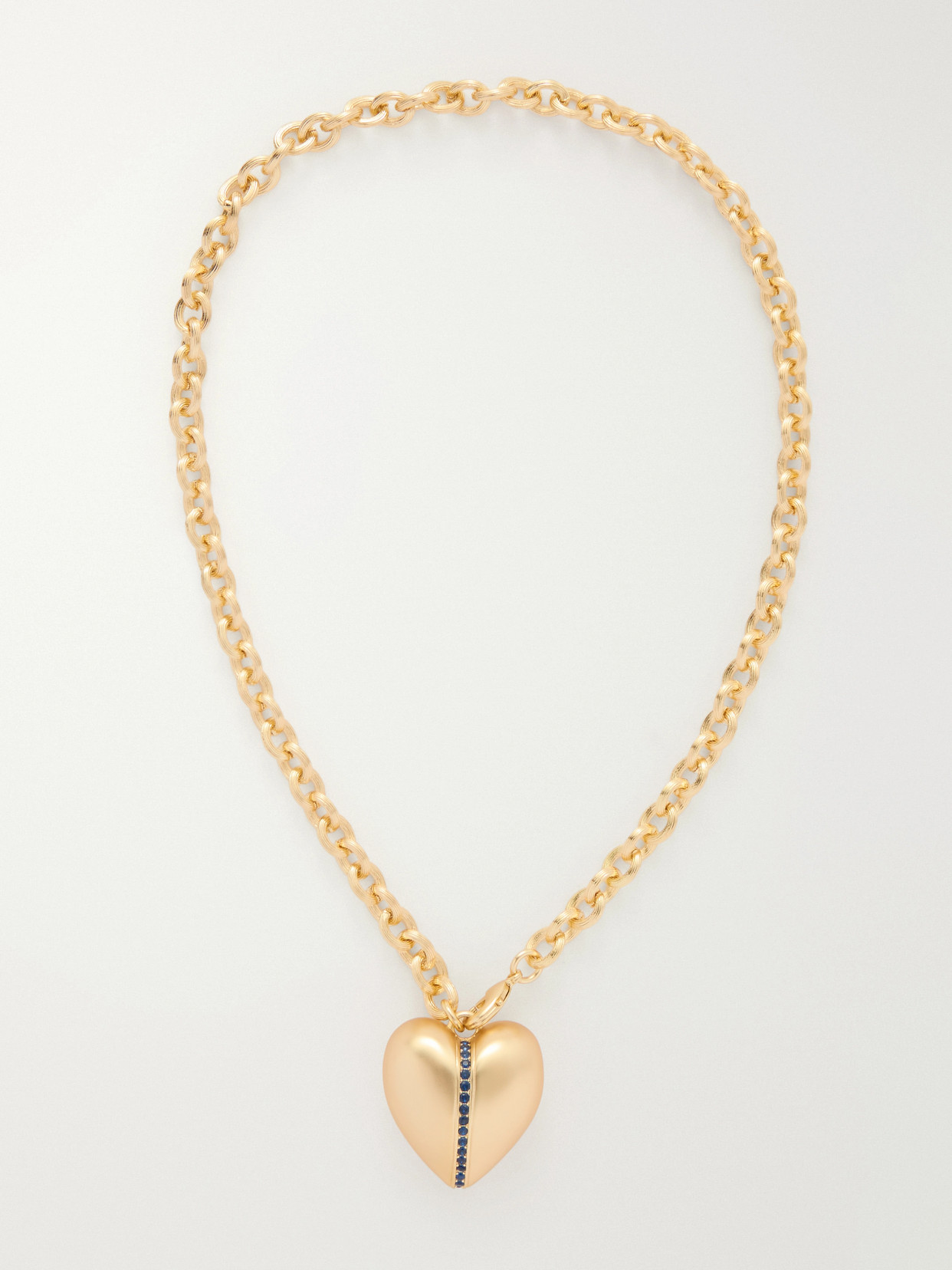 Roxanne Assoulin The Sapphire Stripe Puffy Heart Gold-tone And Sapphire Necklace