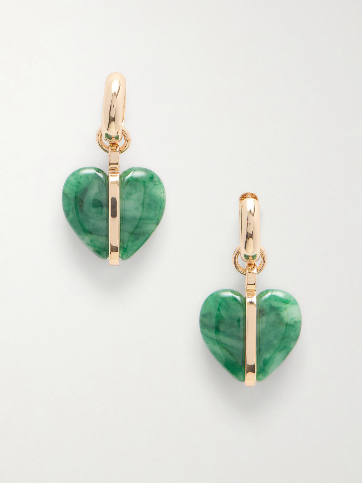 Roxanne Assoulin The Stone Mini Heart Gold-tone And Agate Earrings In Green