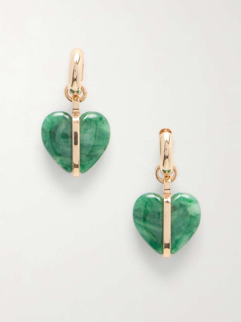 Roxanne Assoulin The Stone Mini Heart Gold-tone And Agate Earrings