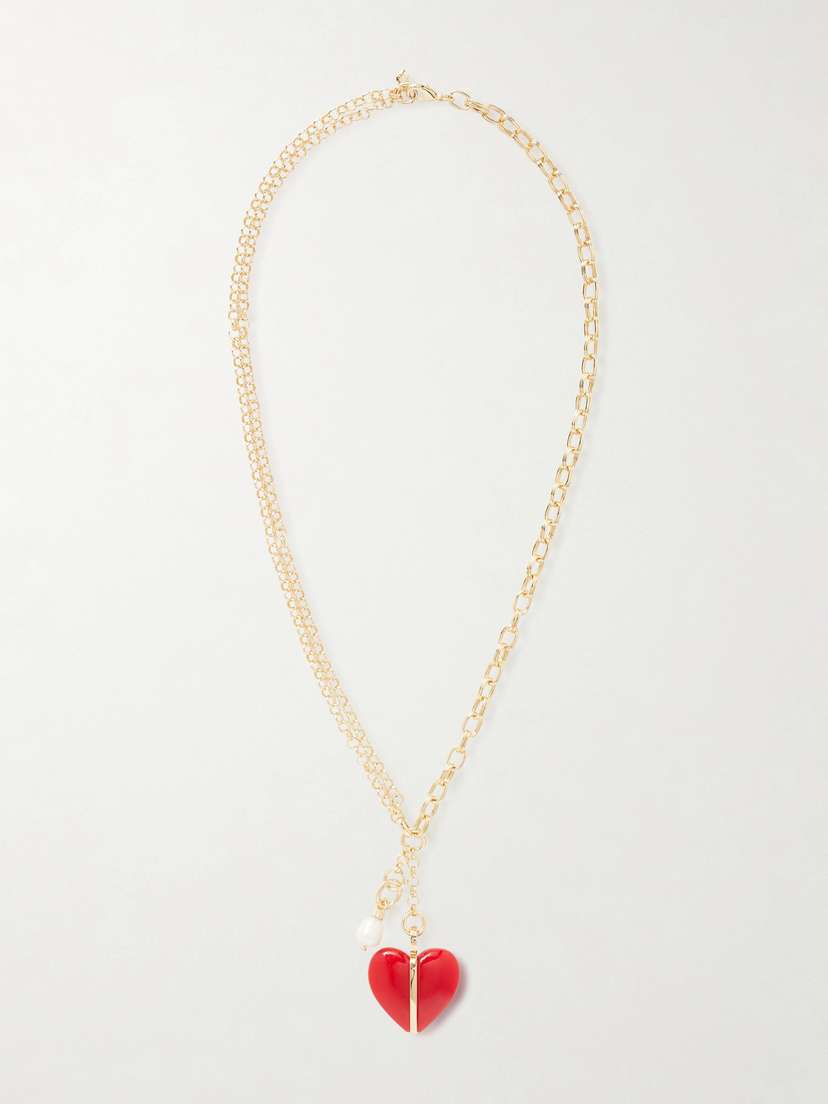 Roxanne Assoulin The Stone Bar Gold-tone, Carnelian And Pearl Necklace