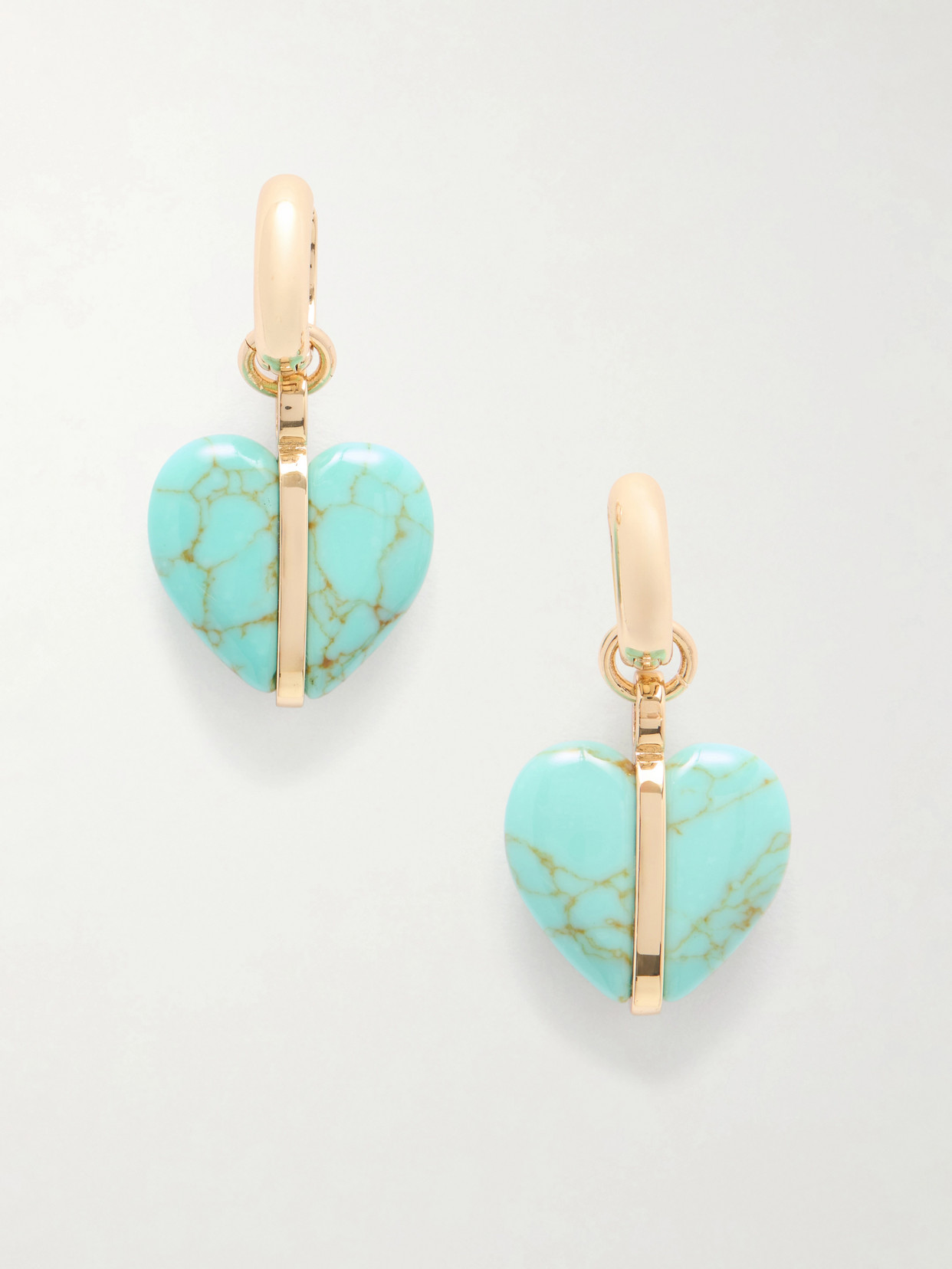 Roxanne Assoulin The Stone Mini Heart Gold-tone And Turquoise Earrings In Blue